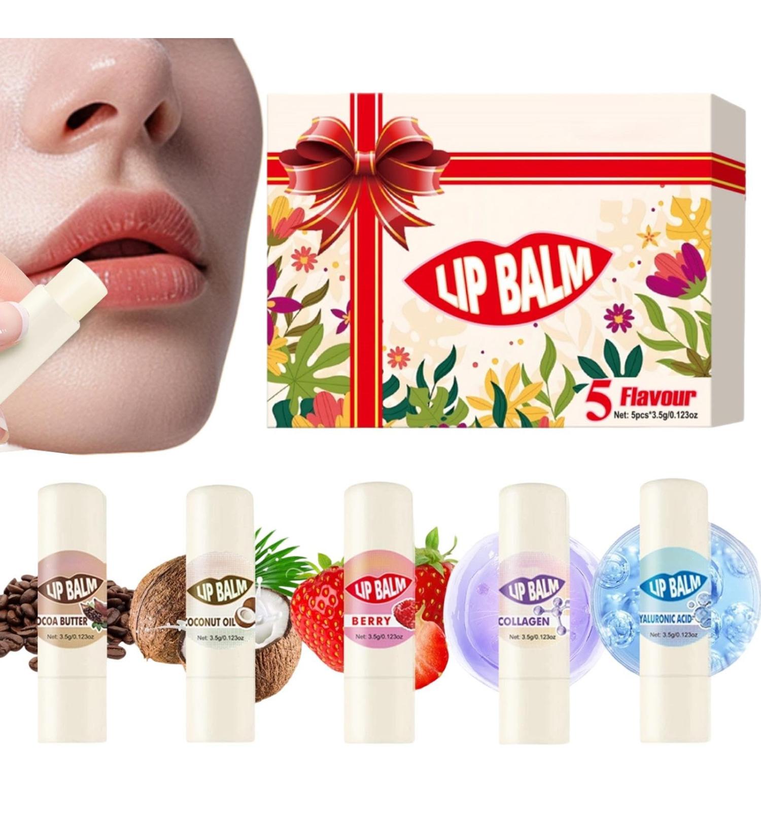  Generisch Set of 5 lip balms - Long-lasting nourishing lip cream - For a glossy beautiful finish - Day and night skincare and protection - For travel and winter - Buy Online on GoSupps.com