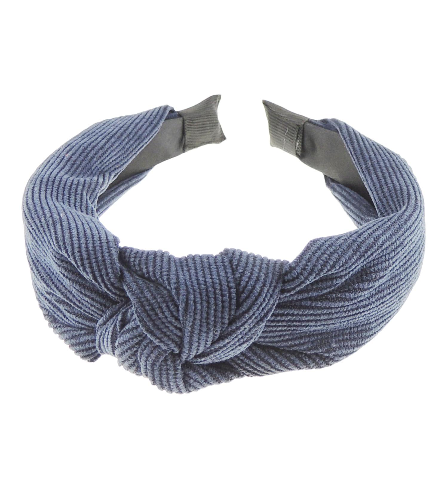 Fancy Womens Girls Wide Top Knot Knotted Winter Evening Corduroy Velvet Soft Fabric Headband Alice Band Hair Band Accessories Wedding Bridal Party Christmas Birthday Colour (Navy)