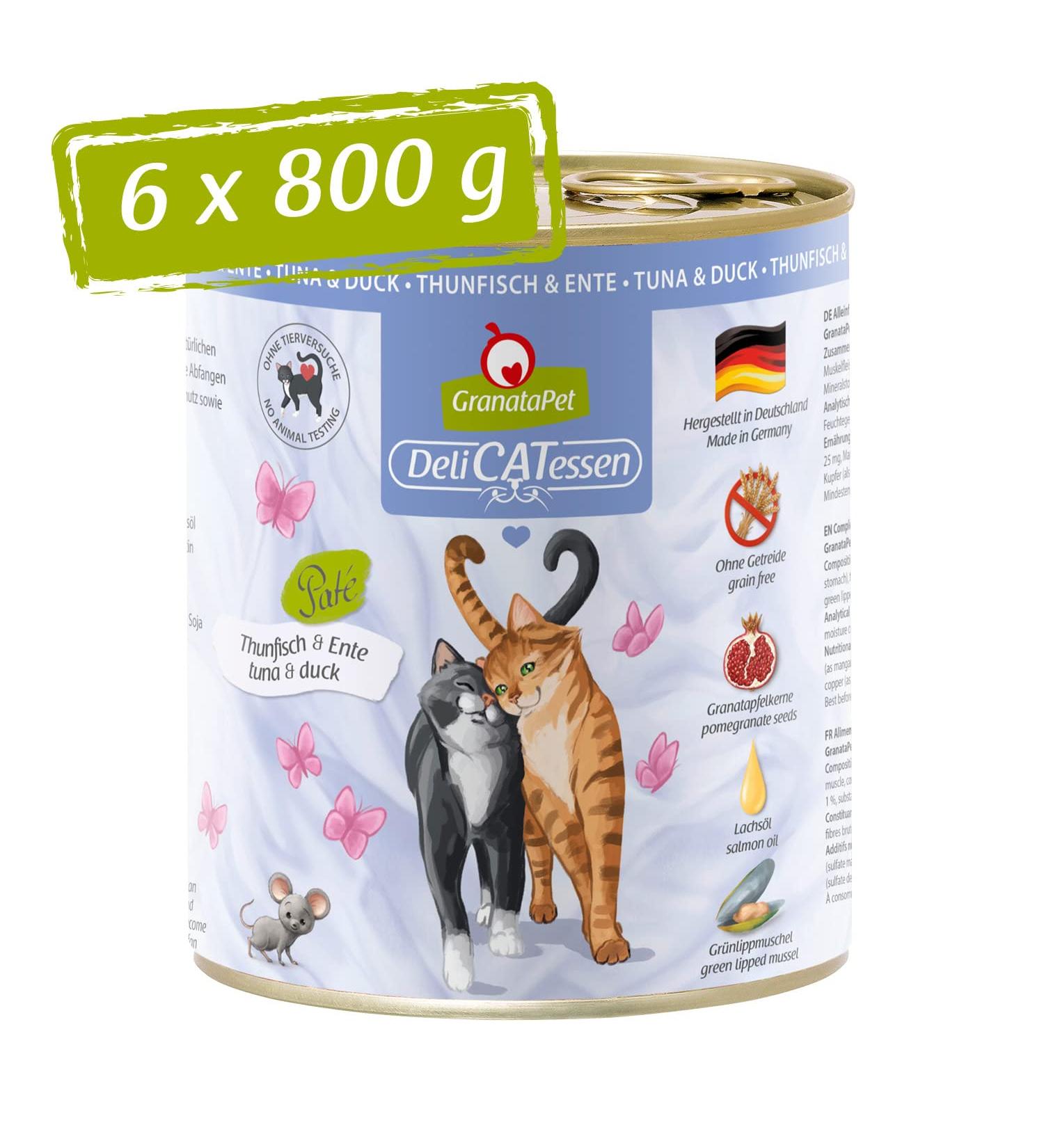 Granapet Delicatessen tuna & duck wet food for cats cat food for gourmets food without grain & without sugar additives 6 x 800 g tuna & duck 800 g (6 Pack)