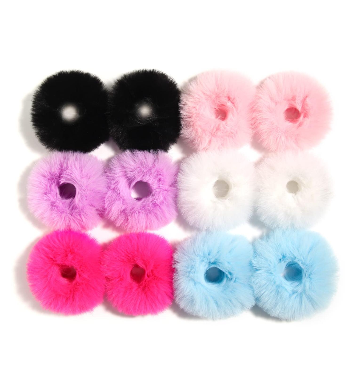 Fuzzy Furry Rabbit Fur Hair Band Wristband - Bright Mixed | Hair Accessories - Buy Online on GoSupps.com