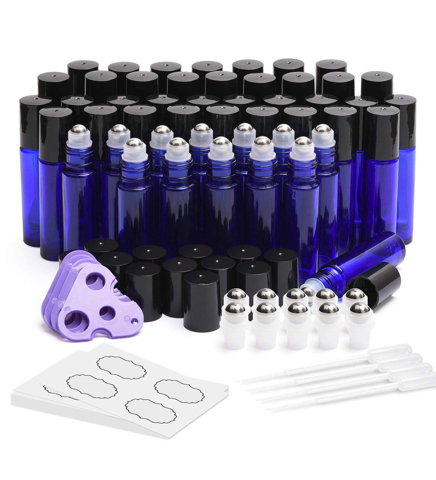 Blue Essential Oil Roller Bottles - 48-Pack for Aromatherapy - Buy Online on GoSupps.com