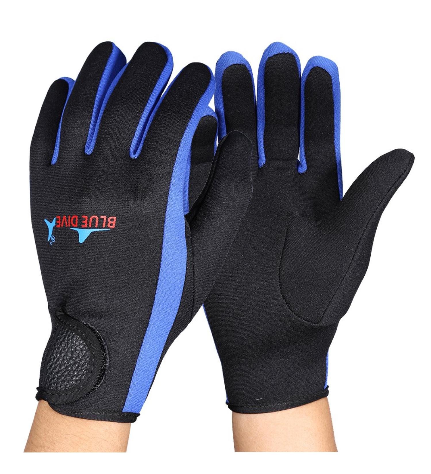 Diving Gloves Set - Neoprene Gloves for Snorkeling, Kayaking, Surfing - 3 Colors (Black, Blue) - 1 Pair - Buy Online on GoSupps.com