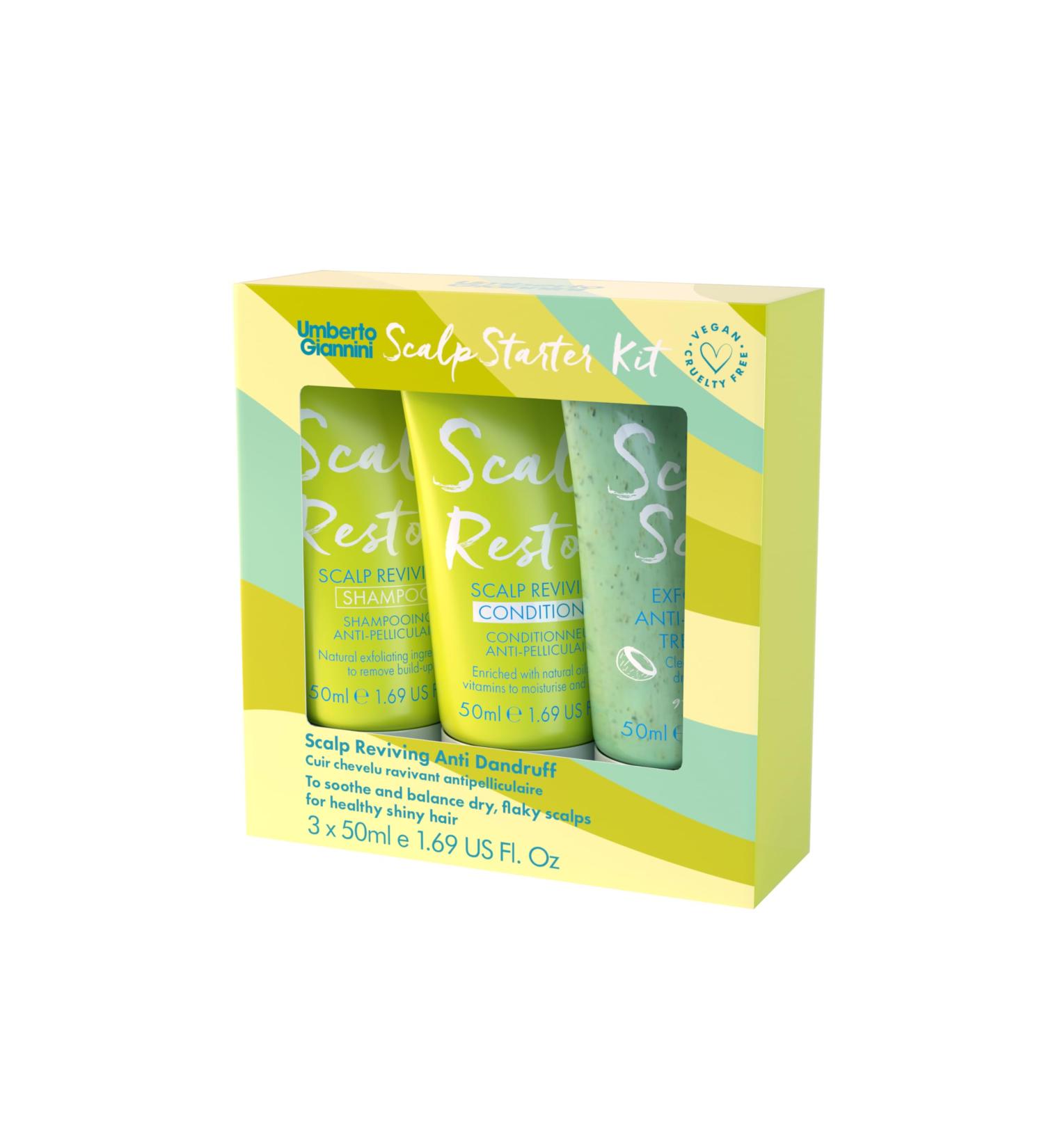 Scalp Restore Starter Kit 3 x 50ml Scalp Restore Travel Shampoo Conditioner and Exfoliating Scalp Scrub - Buy Online on GoSupps.com