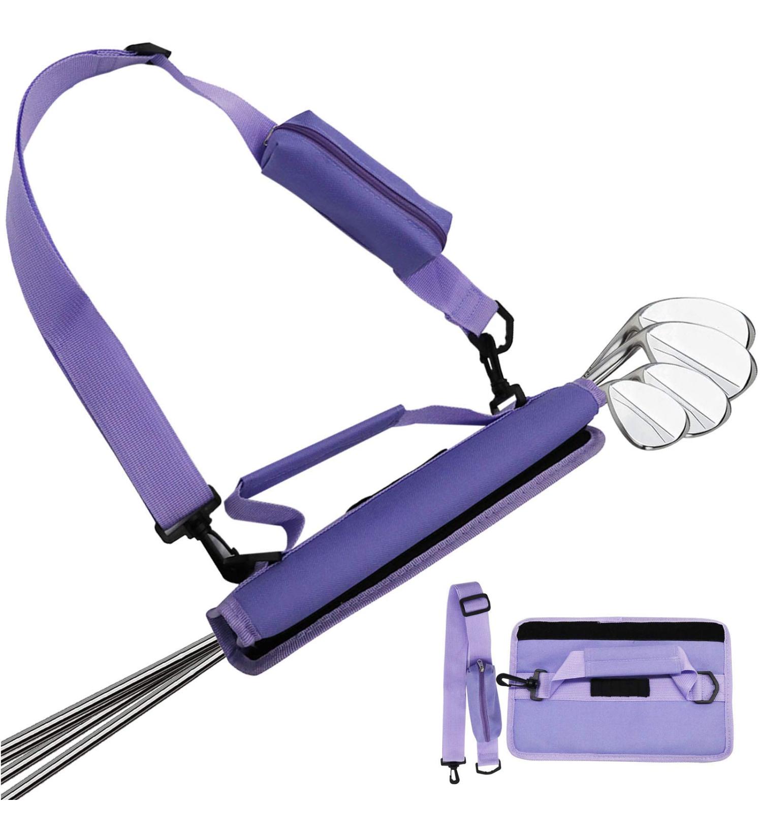 Mini Lightweight Golf Club Bag w/ Accessories Pouch - Carry Case for Men, Women & Kids - Ideal for Driving Range or Course - Black/Blue/Purple - Buy Online on GoSupps.com