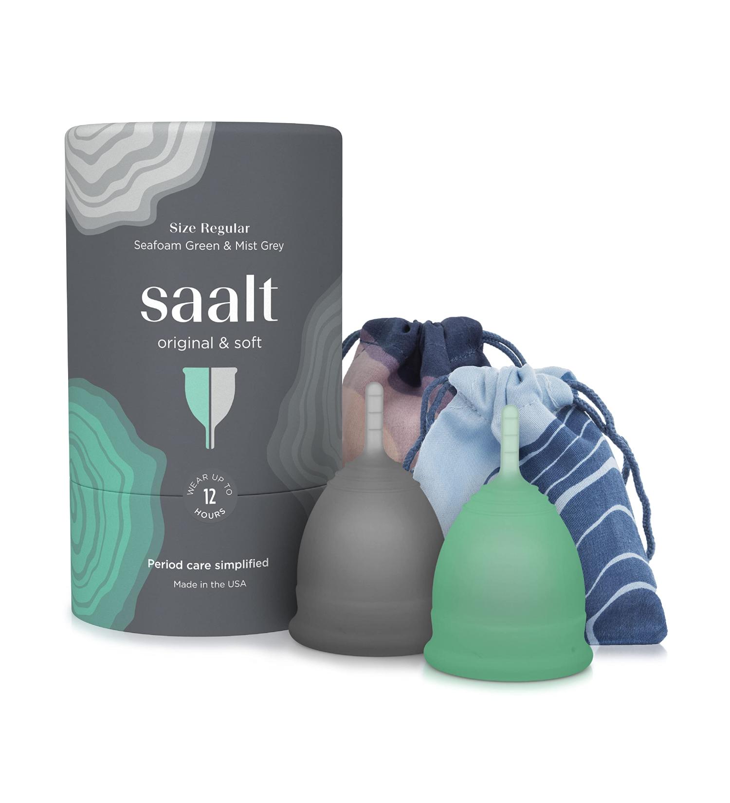 Buy Saalt Twin Pack - Reusable Medical-Grade Silicone Period Cups | 12 Hour Wear Soft & Original Firmness - Best for Sustainable Period Care - Buy Online on GoSupps.com