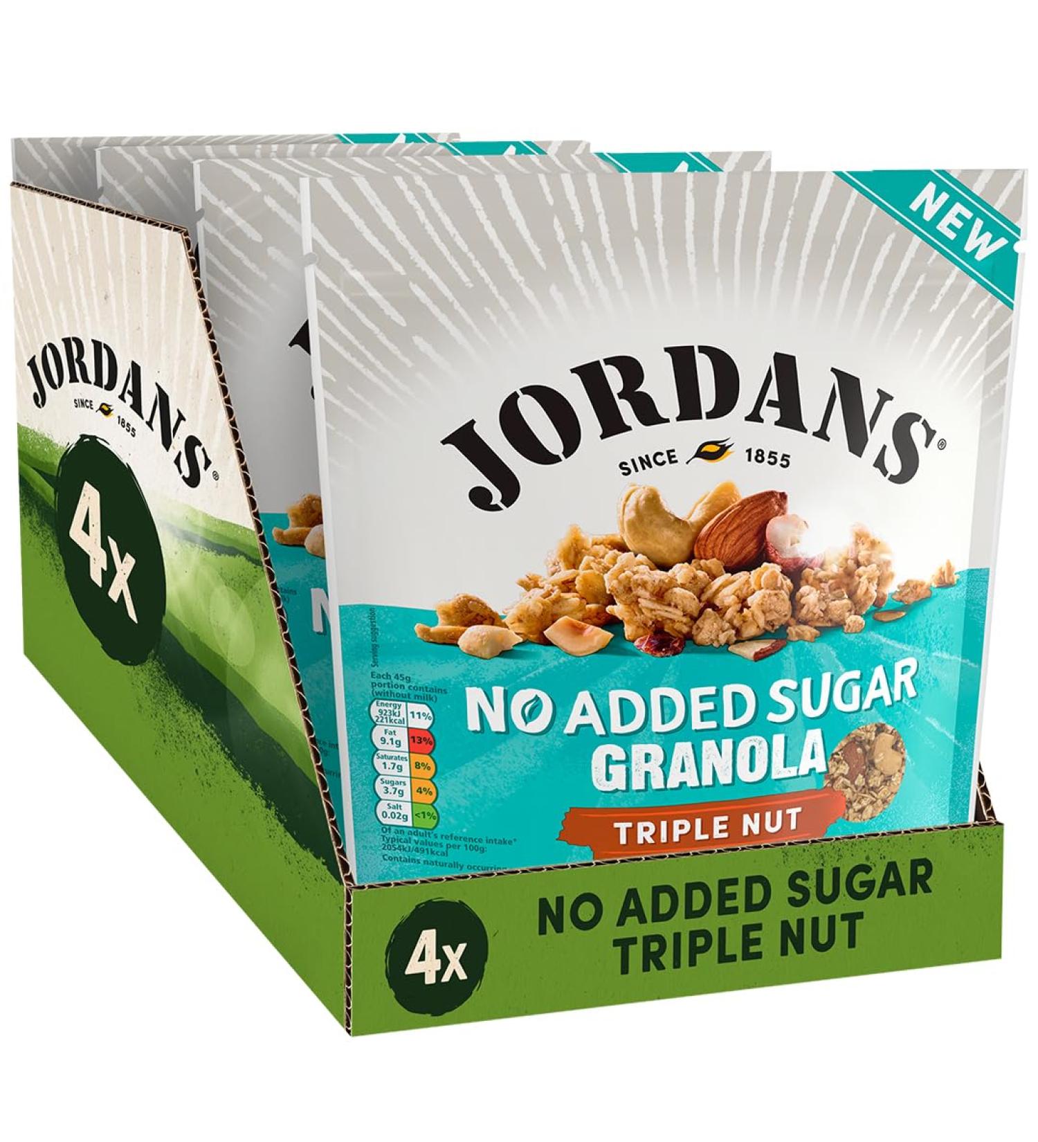  Jordans Jordans Granola No Added Sugar - Triple Nut | Breakfast Cereal | High Fiber | 4 x 425g Packs - Buy Online on GoSupps.com
