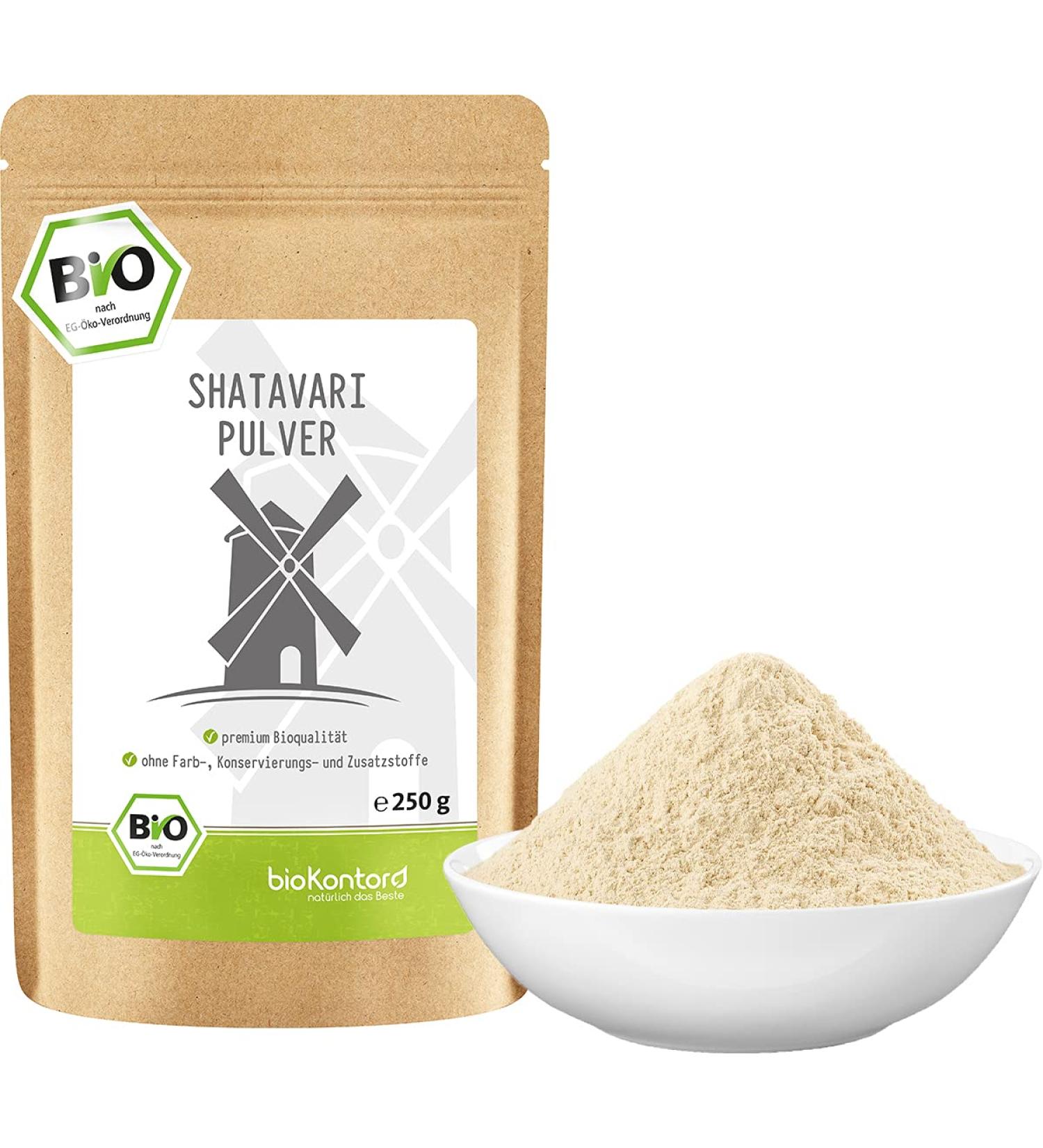 Shatavari Pulver Bio 250g - 100% Naturally Sourced Indian Asparagus | Ayurvedic Supplement | Lab Tested & Made in Germany | Biocontor - Buy Online on GoSupps.com