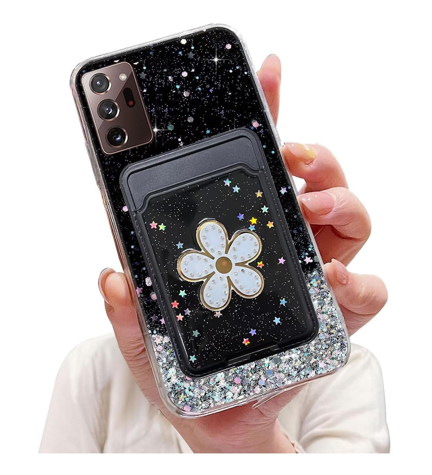 Tivenfezk Nadoli Silicone Sparkle Wallet Case for Samsung Galaxy Note 20 Ultra - Bling Glitter TPU Protective Cover with Credit Card Holder | Scratch-Resistant | Black - Buy Online on GoSupps.com