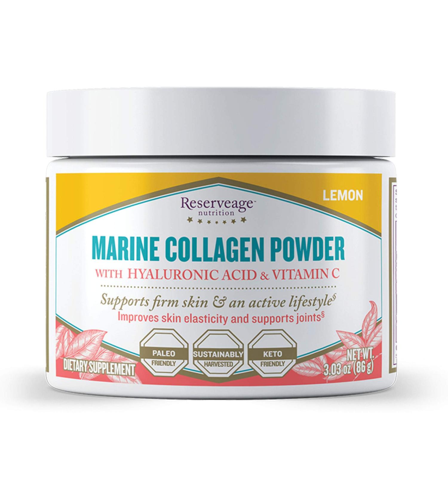 ReserveAge Freshwater Collagen Powder with Hyaluronic Acid & Vitamin C - Lemon Flavor (3.03 oz) - Buy Online on GoSupps.com