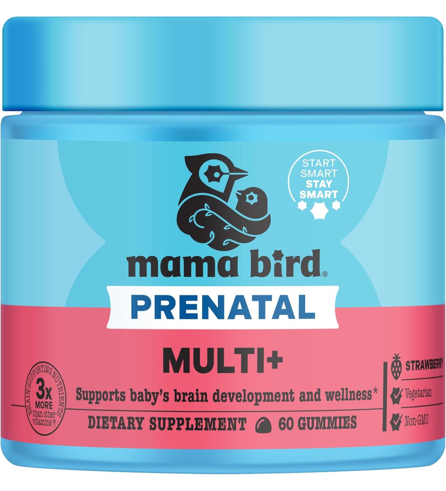 Best Nest Wellness Mama Bird Gummy Prenatal Vitamins with Methylfolate - Vegan Whole Food Blend - 60 Ct - Includes Healthy Pregnancy Secrets - Buy Online on GoSupps.com