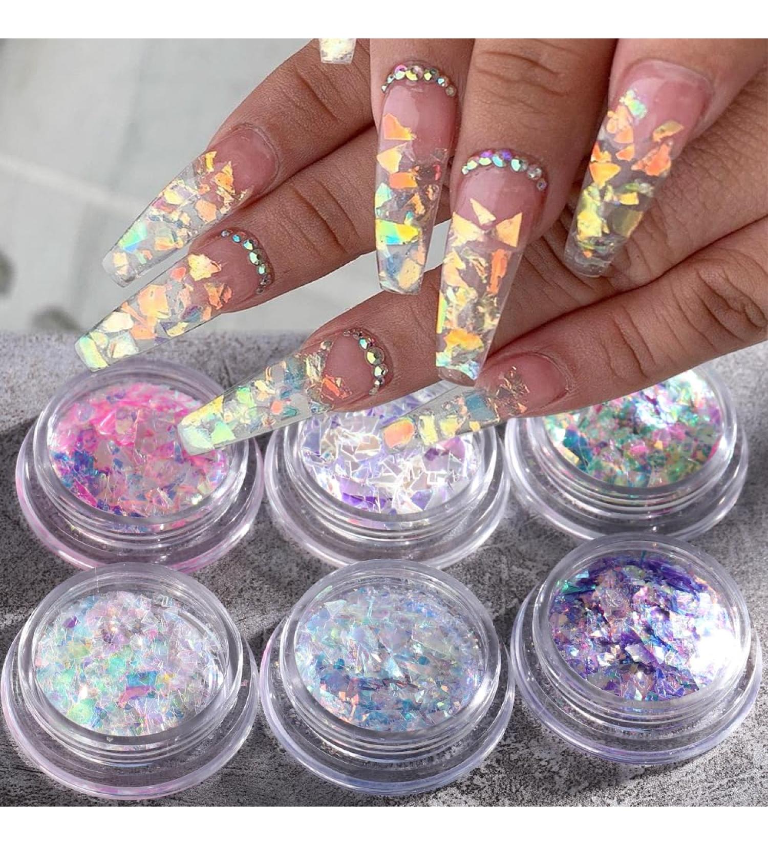 Shop GZSYY Nail Glitter Sequins - 6PCS Holographic Glitter for Stunning Nail Art | International Shipping Available - Buy Online on GoSupps.com