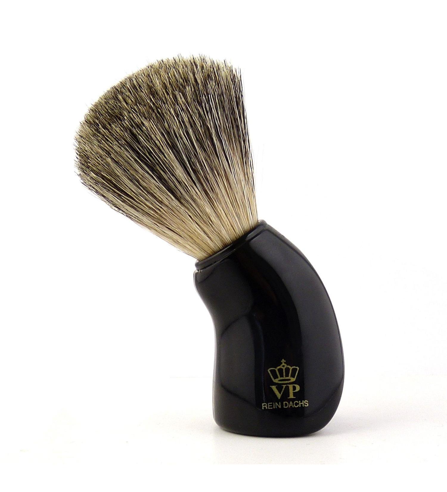 Shaving brush Royal VP - with real pure badger hair - handle black and curved