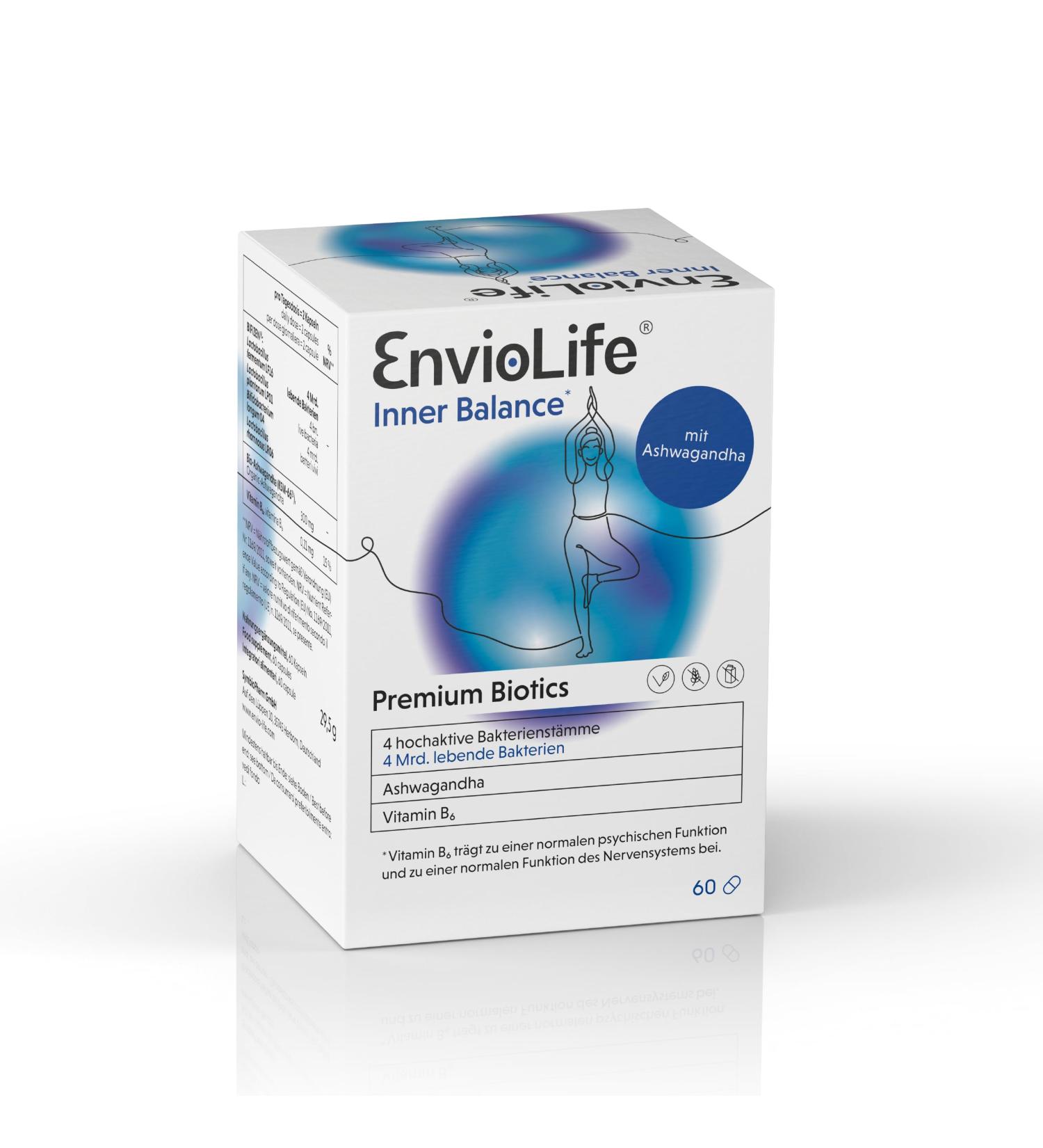 Buy Enviolife Inner Balance - 60 Capsules for Psychological Function | Dietary Supplements with Ashwagandha & Vitamin B6 - International Shipping Available - Buy Online on GoSupps.com