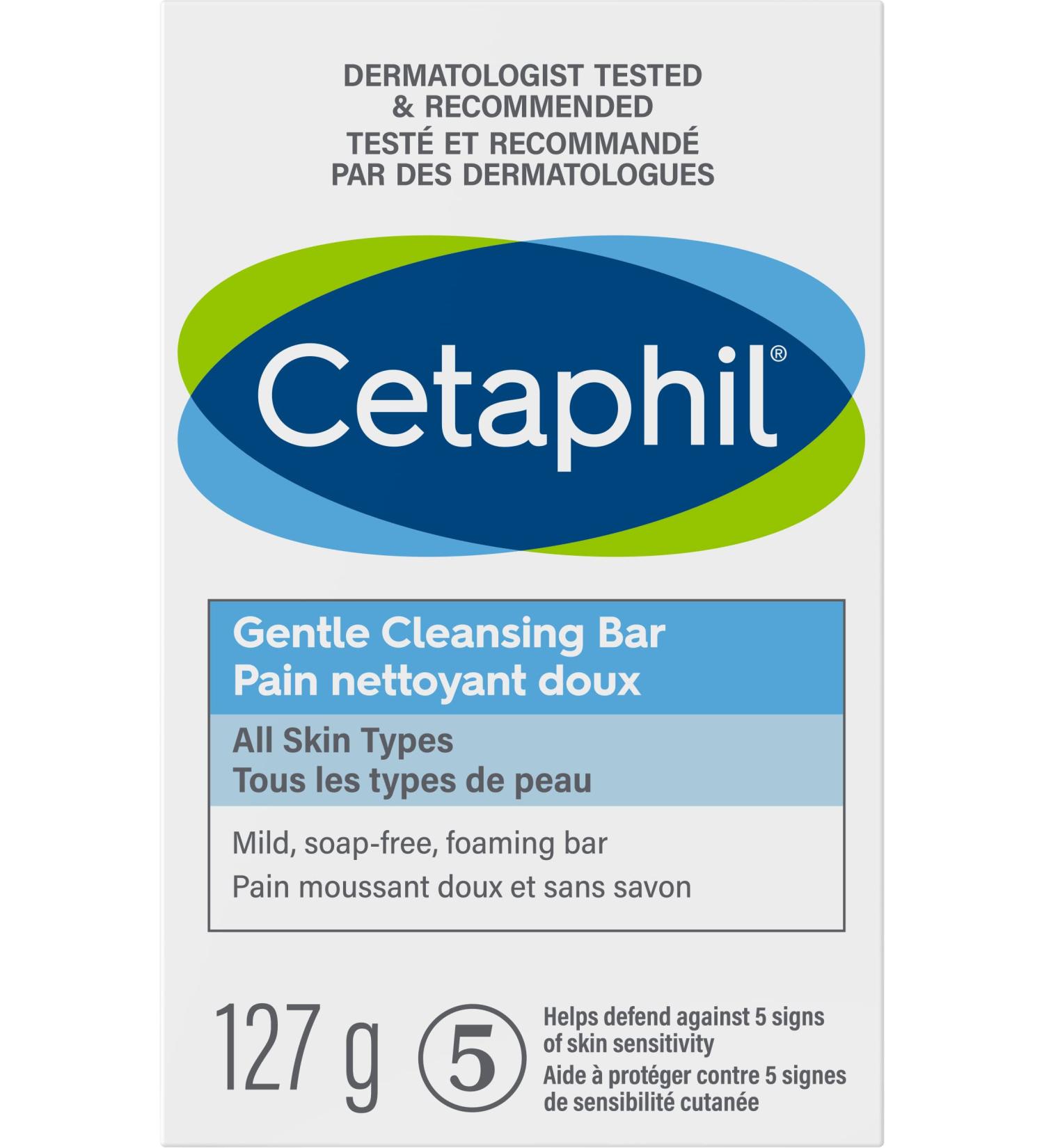 Cetaphil Gentle Cleansing Bar - Hydrating Foaming Face and Body Wash - For Sensitive Skin - Soap Free Hypoallergenic - Dermatologist Recommend 127g 127 g (Pack of 1) - Buy Online on GoSupps.com