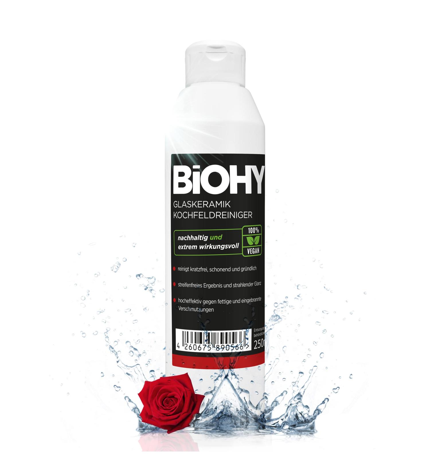 Biohy Glaskeramik Hob Cleaner 250ml | Scratch-Free High Gloss Ceranfeldreiniger for Kitchen | Biodegradable | Essential Scraper Supplement - Buy Online on GoSupps.com