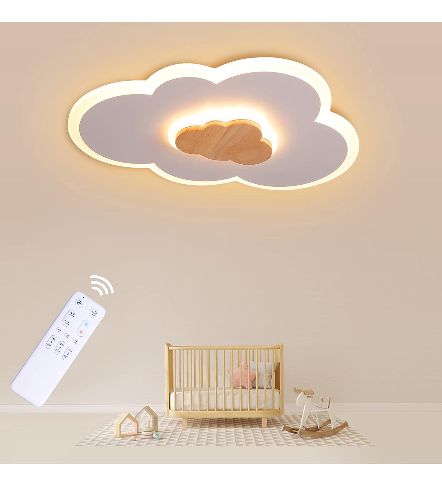 Fanlg LED Ceiling Lamp Clouds - 26W Dimmable Kids Lighting with Remote Control | 3000-6000K | Creative Wood Design for Bedroom & Living Room - Buy Online on GoSupps.com