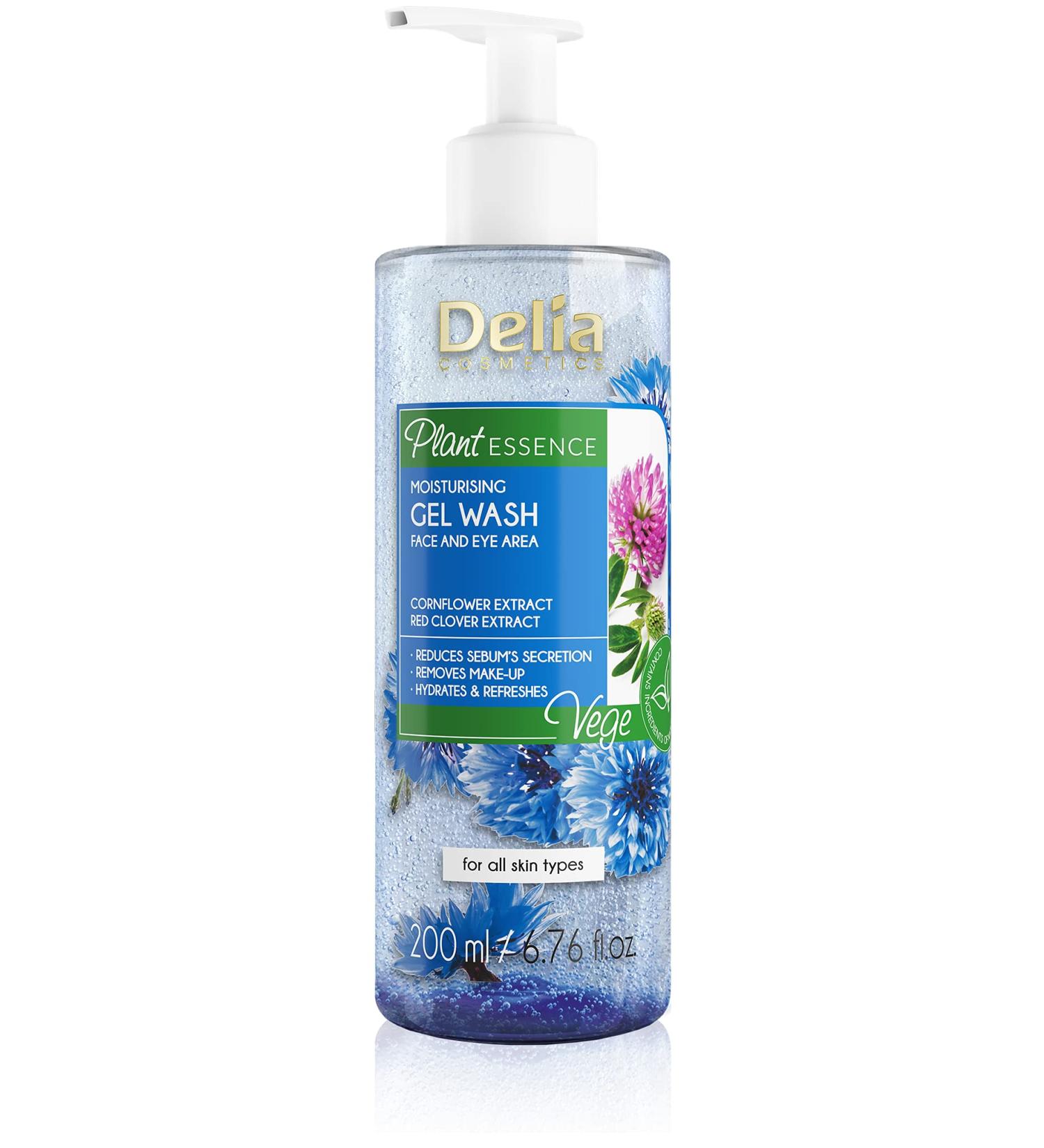 Delia Cosmetics - Plant Essence - Face Cleanser - Washing Gel - Moisturizing Cleansing - Removes Makeup & Impurities - Vegan Friendly - Natural Ingredients - Every Skin - Reduces Excess Sebum - 200 ml - Buy Online on GoSupps.com