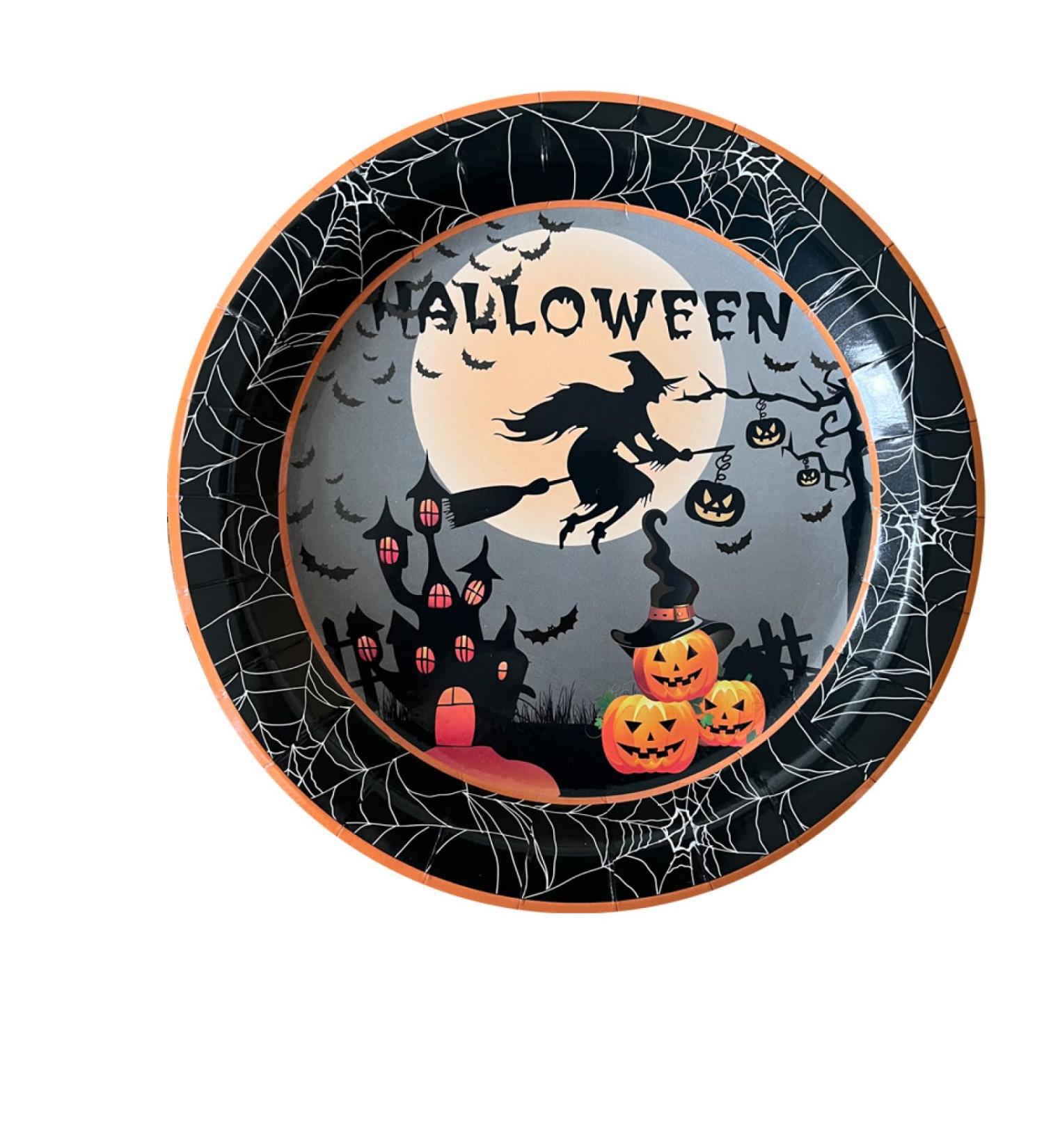 Halloween Theme Party Decoration Holiday Party Paper Plates Paper Cups Disposable Cutlery 20 9-inch plates