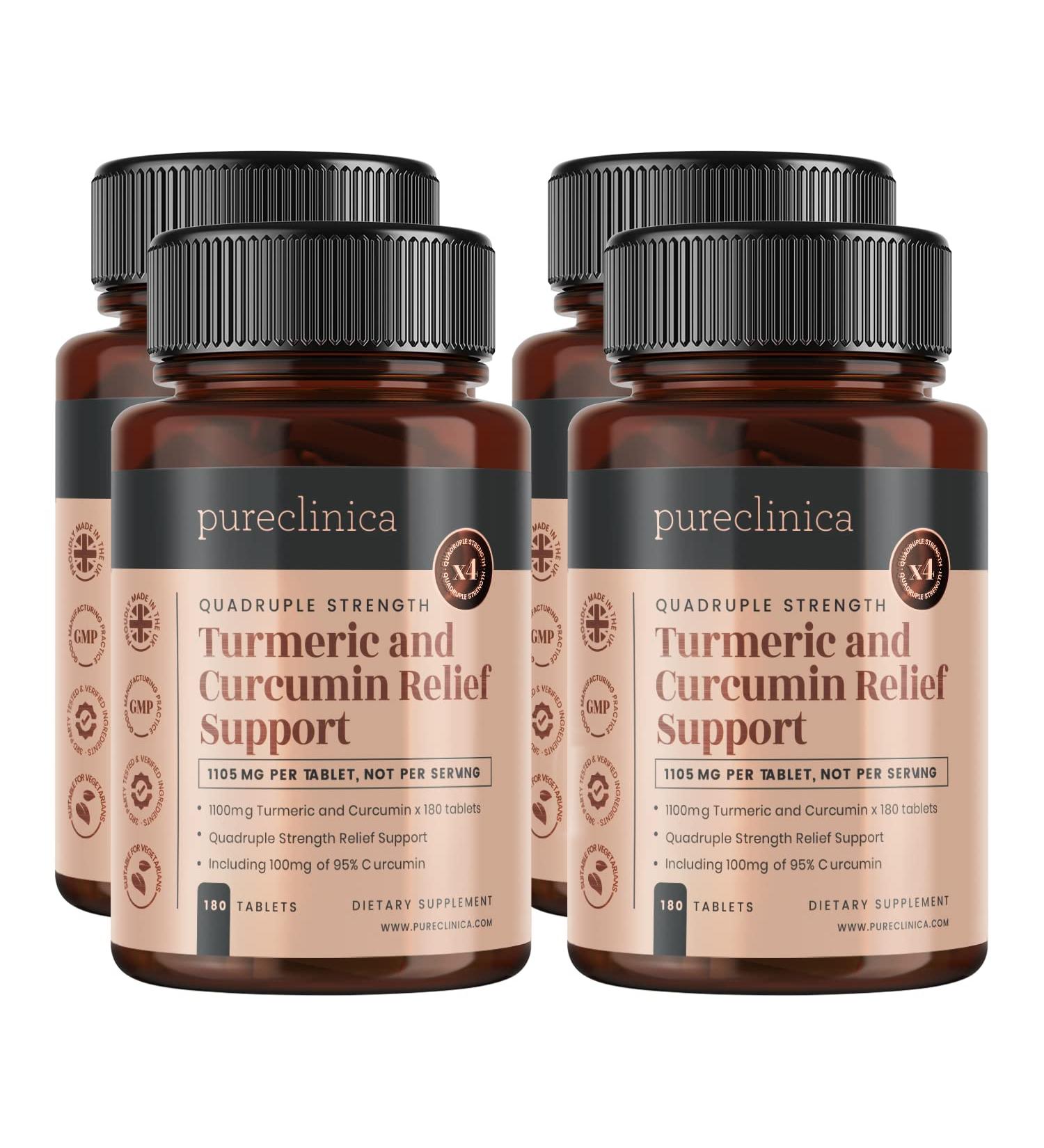 Turmeric Yellow Root 1000mg x 720 Tablets - 95% Curcumin with 5mg Piperine for Enhanced Absorption - 4 Bottles | International Shipping Available - Buy Online on GoSupps.com