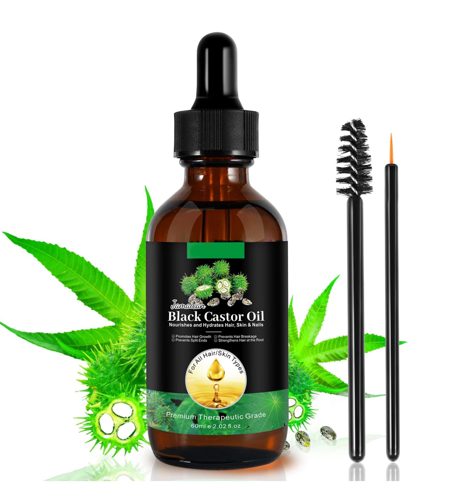 Jamaican Black Castor Oil - Cold Pressed 60ml | Hexane Free for Hair Eyelashes and Skin - Includes Glass Dropper & Brushes - Buy Online on GoSupps.com