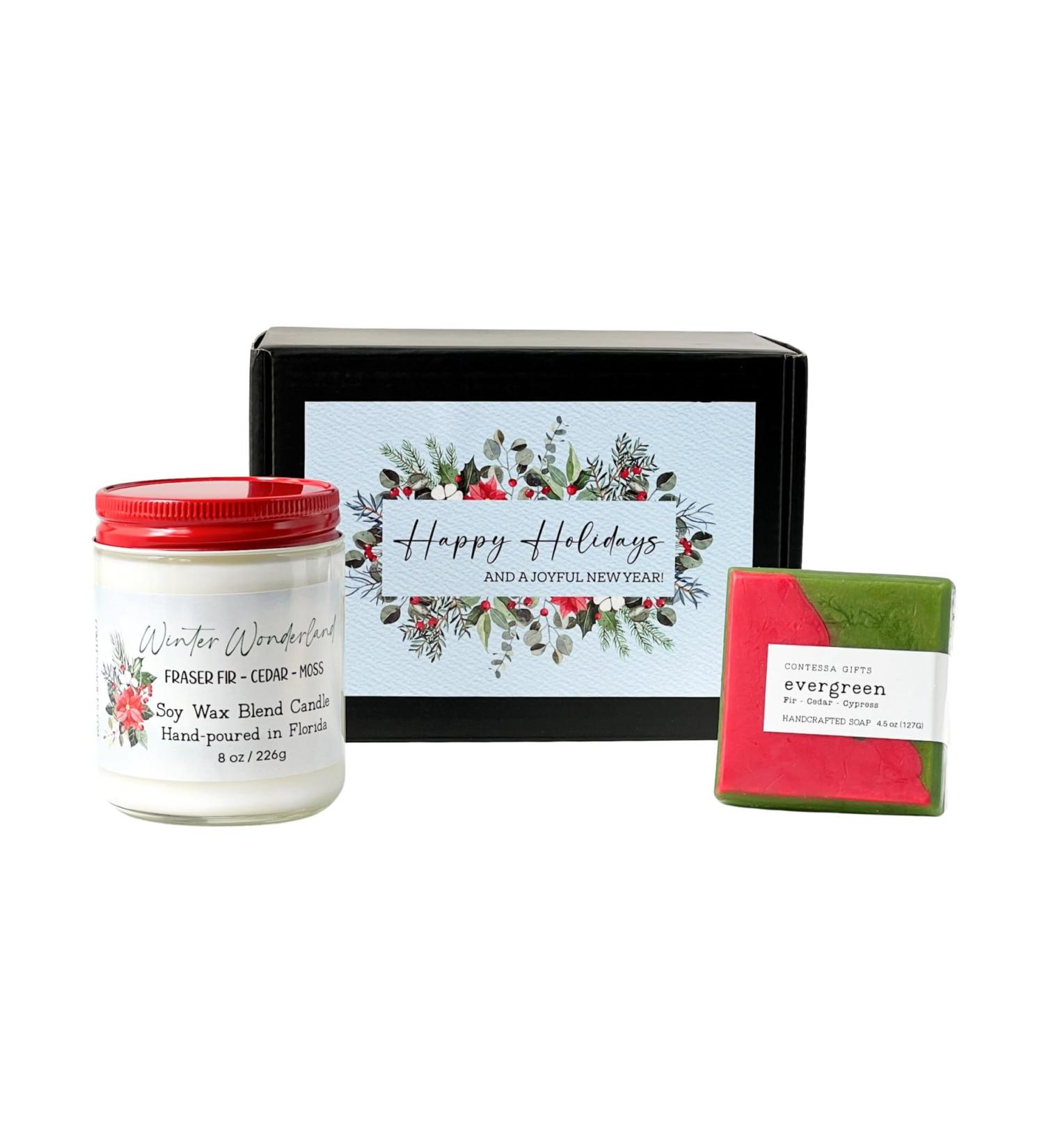 Christmas Candle & Soap Gift Set | 8oz Soy Blend Scented Candles | Made in the USA | Holiday Box - Perfect Holiday Gifts - Buy Online on GoSupps.com