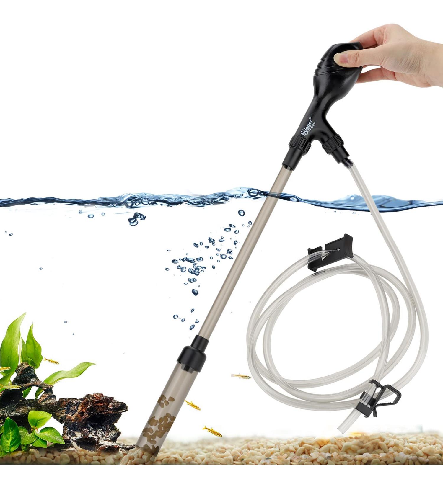 Hygger Manual Gravel Vacuum Cleaner for Aquarium - 80/256GPH, Low Water Level, Fish Tank Water Changer - S/L Sizes Available - Buy Online on GoSupps.com