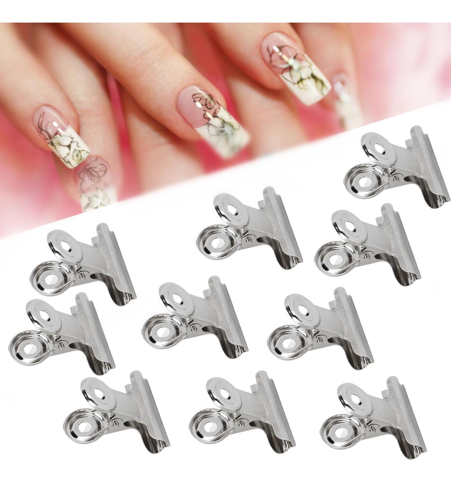 10pcs Metal Nail Clamps - Durable Nail Extension Clips for DIY Nail Art & Salon Use - Buy Online on GoSupps.com