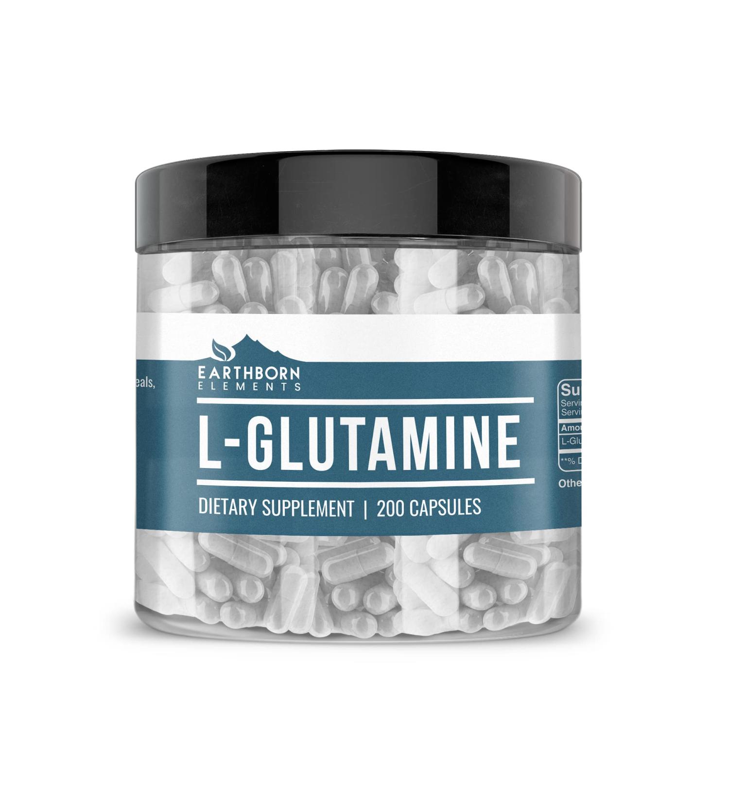 Buy Earthborn Elements L-Glutamine 200 Capsules - Pure Undiluted & Additive-Free - International Shipping Available - Buy Online on GoSupps.com