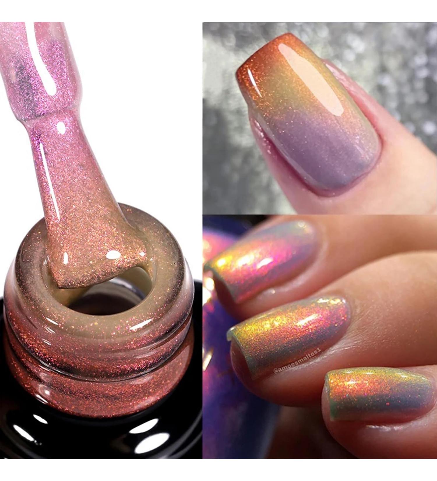 Autumn Gel Nail Polish Colour Changing Gel Nail Polish Thermal Chameleon Gel UV Gel Soak Off Nail Art Pastel Gel Brown Glitter Orange Gold Purple (URB117) - Buy Online on GoSupps.com