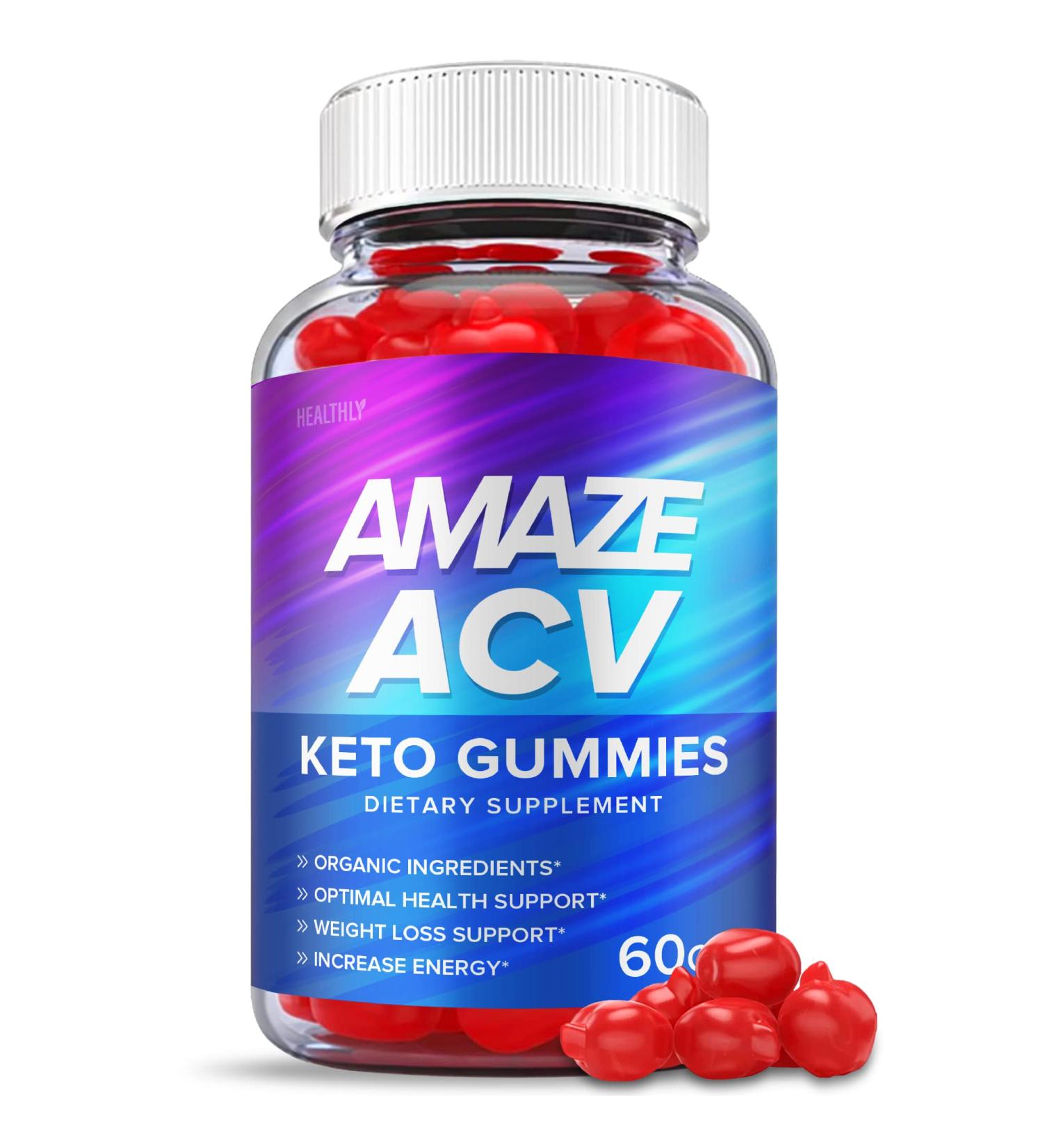 Amaze ACV Keto Gummies - Vegan Formula with Apple Cider Vinegar - 1000mg Weight Loss Support (60 Gummies) - Buy Online on GoSupps.com