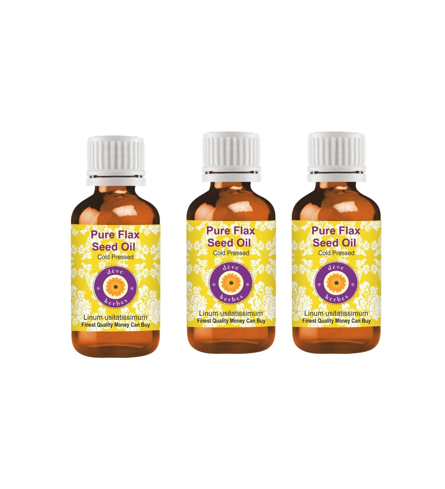 DEve Herbes Pure Flax Seed Oil - 100ml x 3 Pack Cold-Pressed Natural Therapeutic Quality - International Shipping Available - Buy Online on GoSupps.com