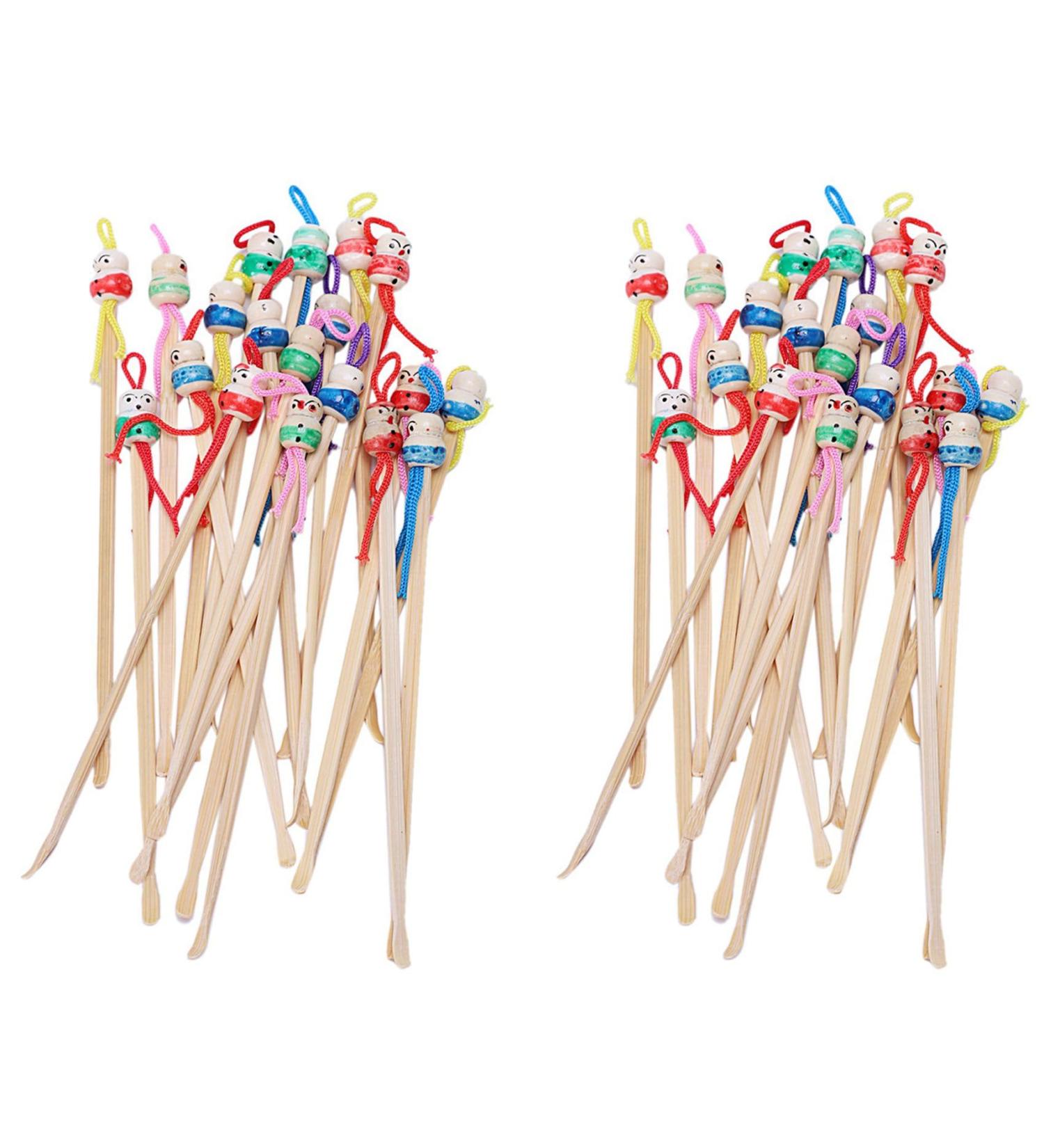 LAMELLIS Bamboo Japanese Doll Ear Wax Pick Spoons Earwax Remover 40Pcs - Buy Online on GoSupps.com