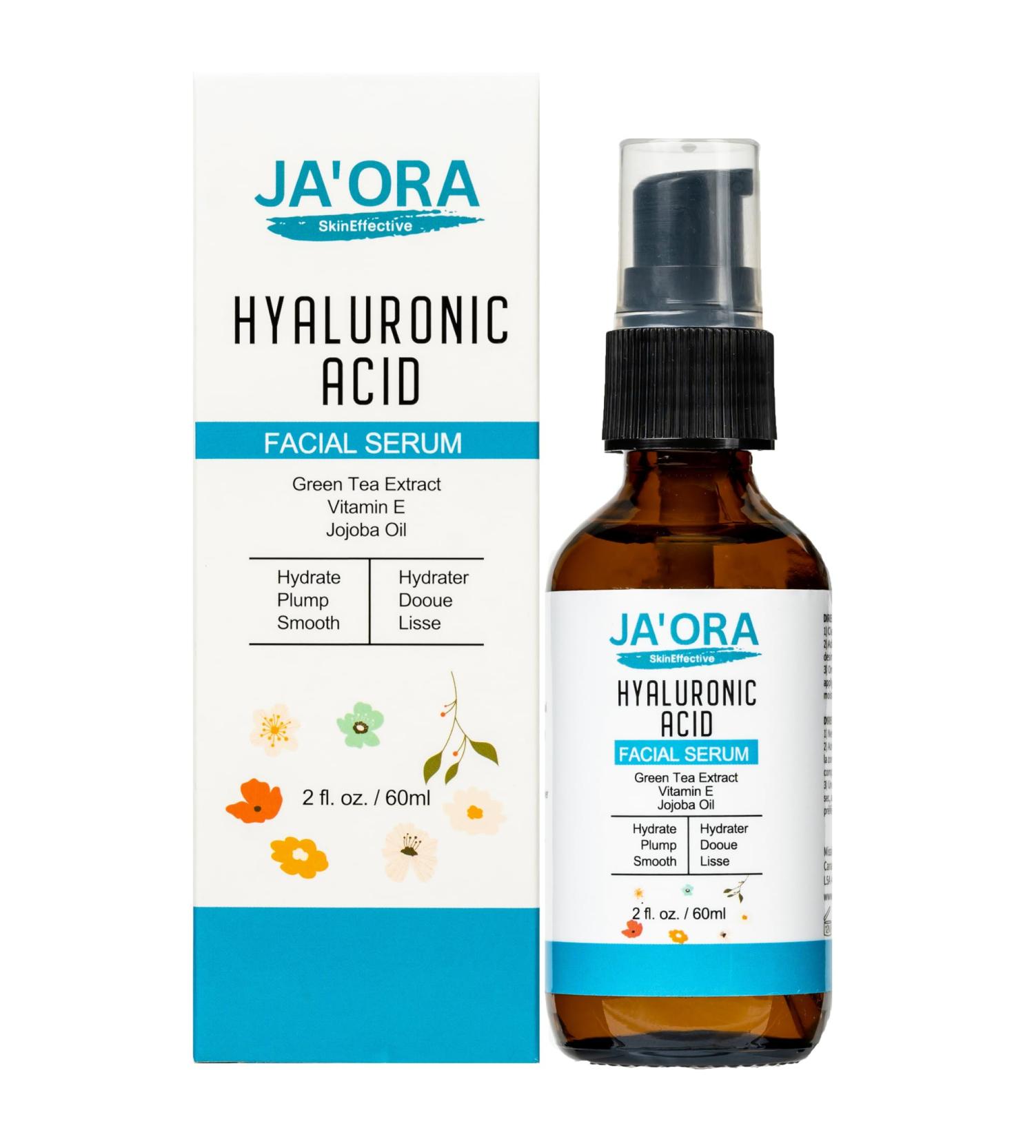 JA ORA HYALURONIC ACID SERUM For Face with MSM Vitamin E & Aloe Vera For Smoother face. Firms Hydrates and Moisturizes - 60ML/ 2FL.OZ - Buy Online on GoSupps.com