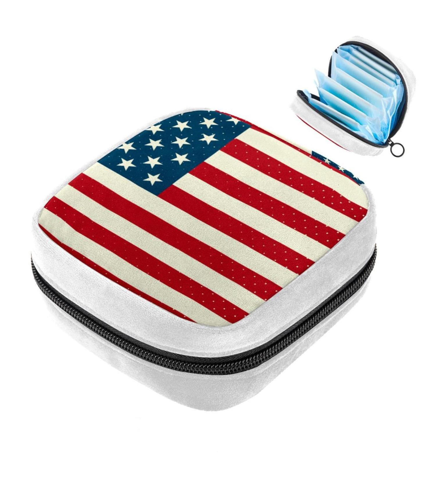 GIAPB Sanitary Napkin Storage Bag - American Flag Period Tampon Makeup Pad Pouch - Buy Online on GoSupps.com