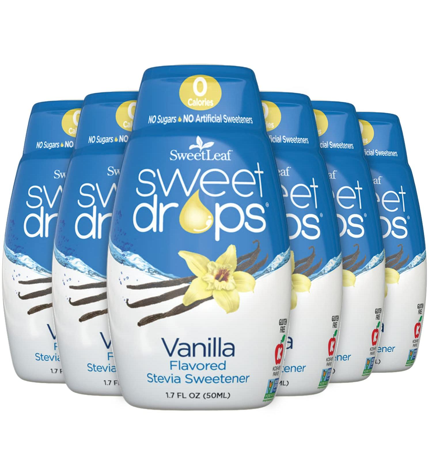 SweetLeaf Vanilla Stevia Drops - Sugar-Free Liquid Sweetener for Keto Coffee - 1.7 Fl Oz Each (Pack of 6) - Buy Online on GoSupps.com