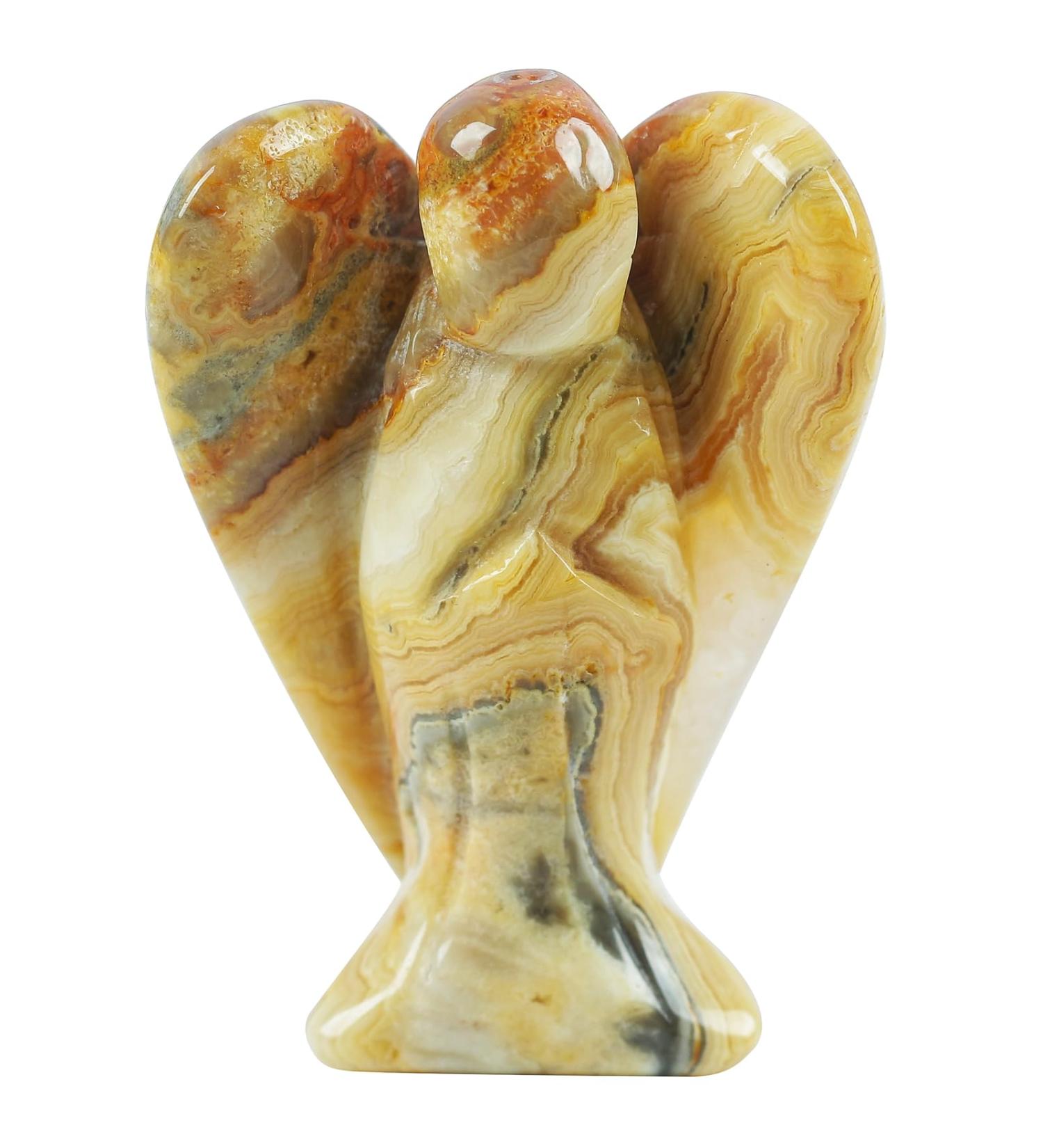 Lovionus89 Naturally Crazy Achache Guardian Angel Statue - Hand-Carved 5cm Healing Crystal Decor - Unique Crazy Agate Figure - Buy Online on GoSupps.com