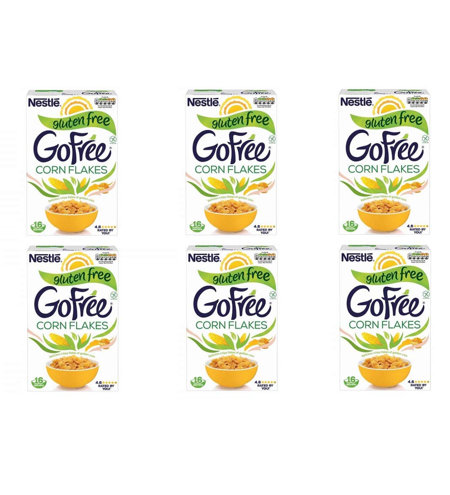 6x Nestl GO Free Corn Flakes glutenfree corn flakes cereal milk & yogurt 375g