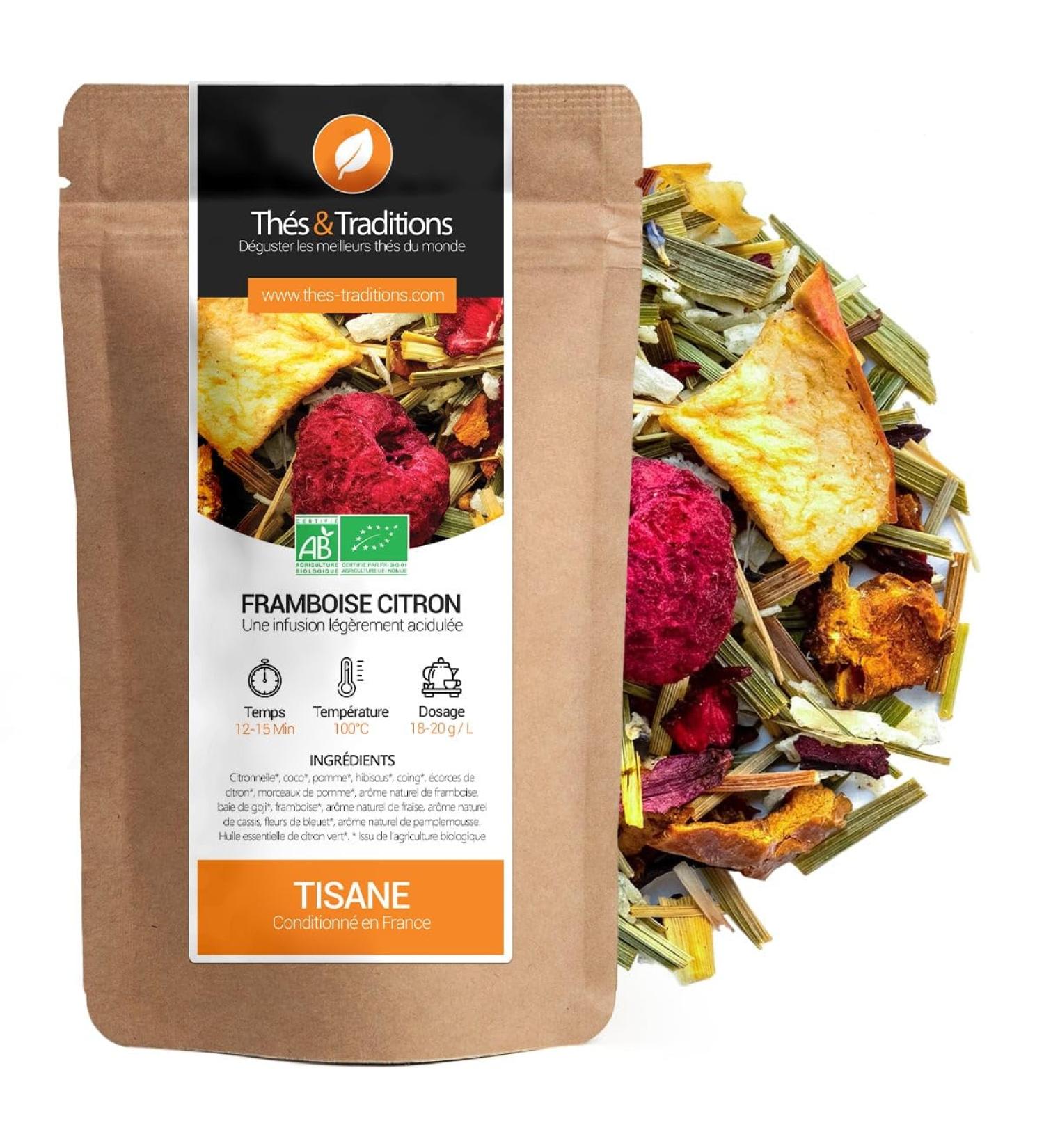  Th s & Traditions Teas & Traditions - Raspberry Lemon Infusion: easy digestion | 100 g - Buy Online on GoSupps.com