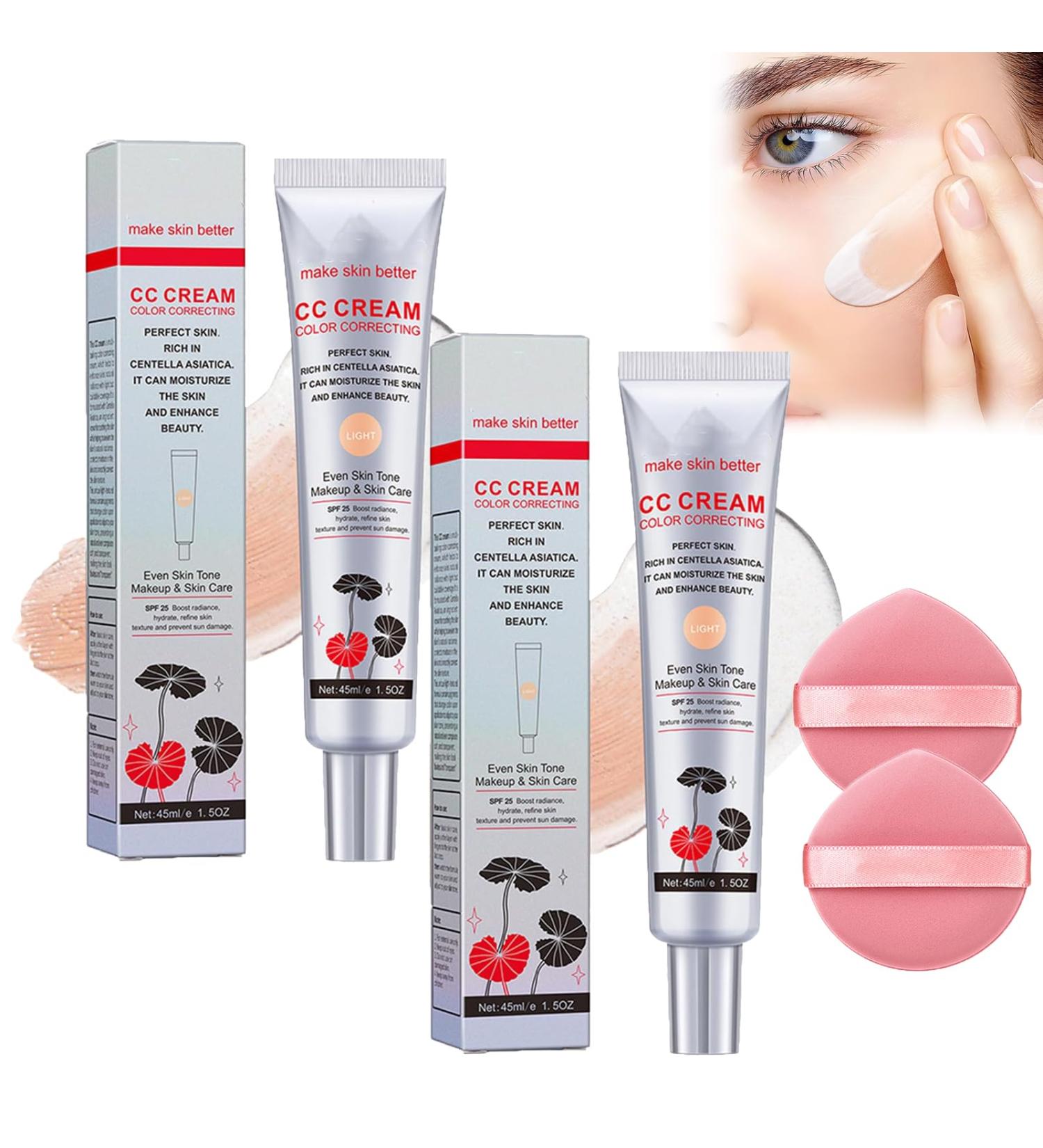 Korean Color Changing CC Cream 2 In 1 Skin Care And Makeup 45ml Moisturizing Foundation With Centella Asiatica (2Pcs-light) - Buy Online on GoSupps.com