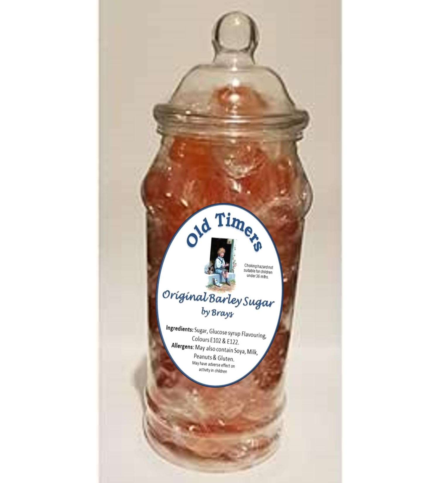 Old Timers Barley Sugar Flavoured Hard Boiled Sweets by Brays in Reusable 970 millilitre Victorian Style Jar 600 grams - Buy Online on GoSupps.com