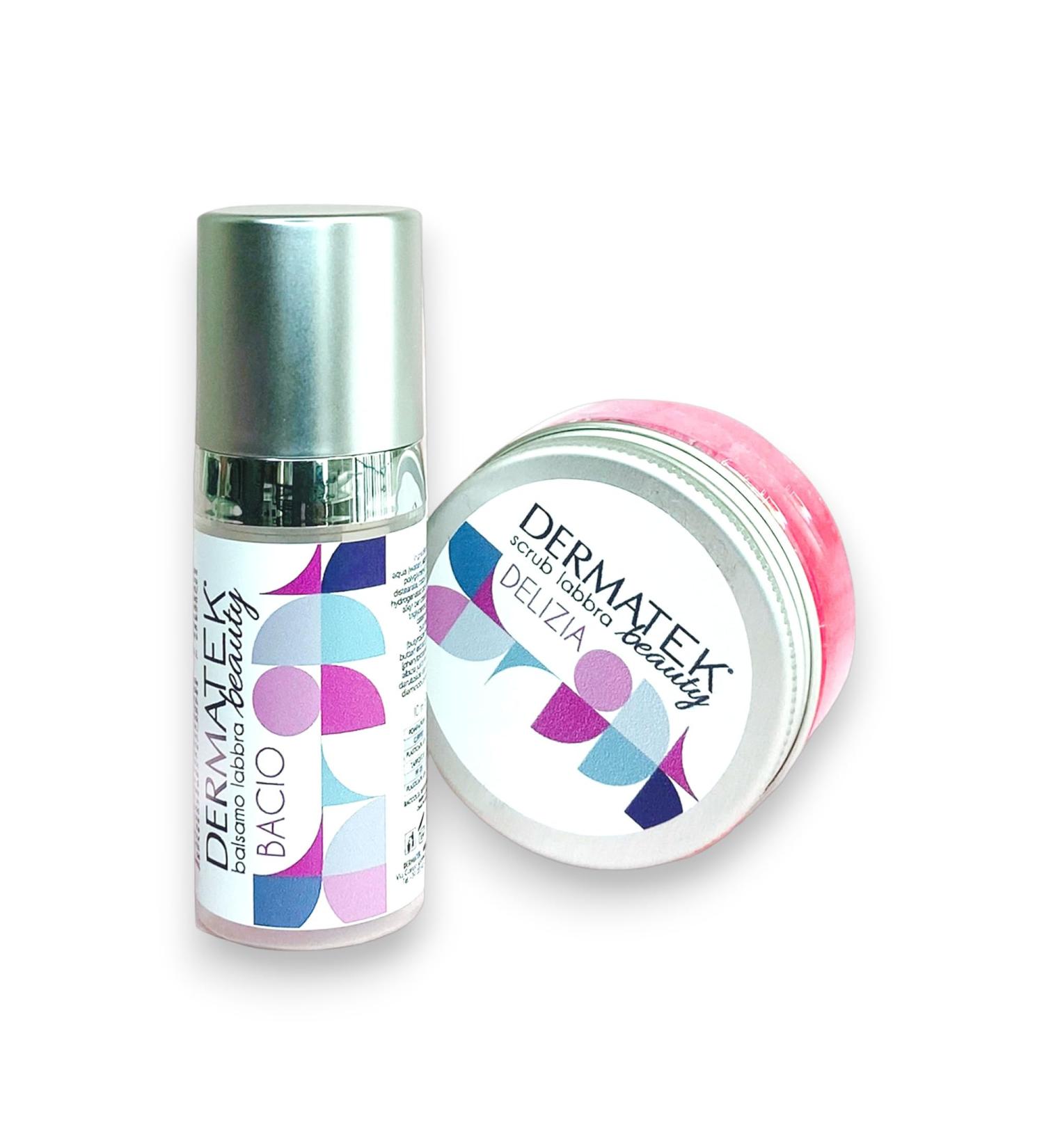 Lip kit, lip balm and lip scrub with pouch.