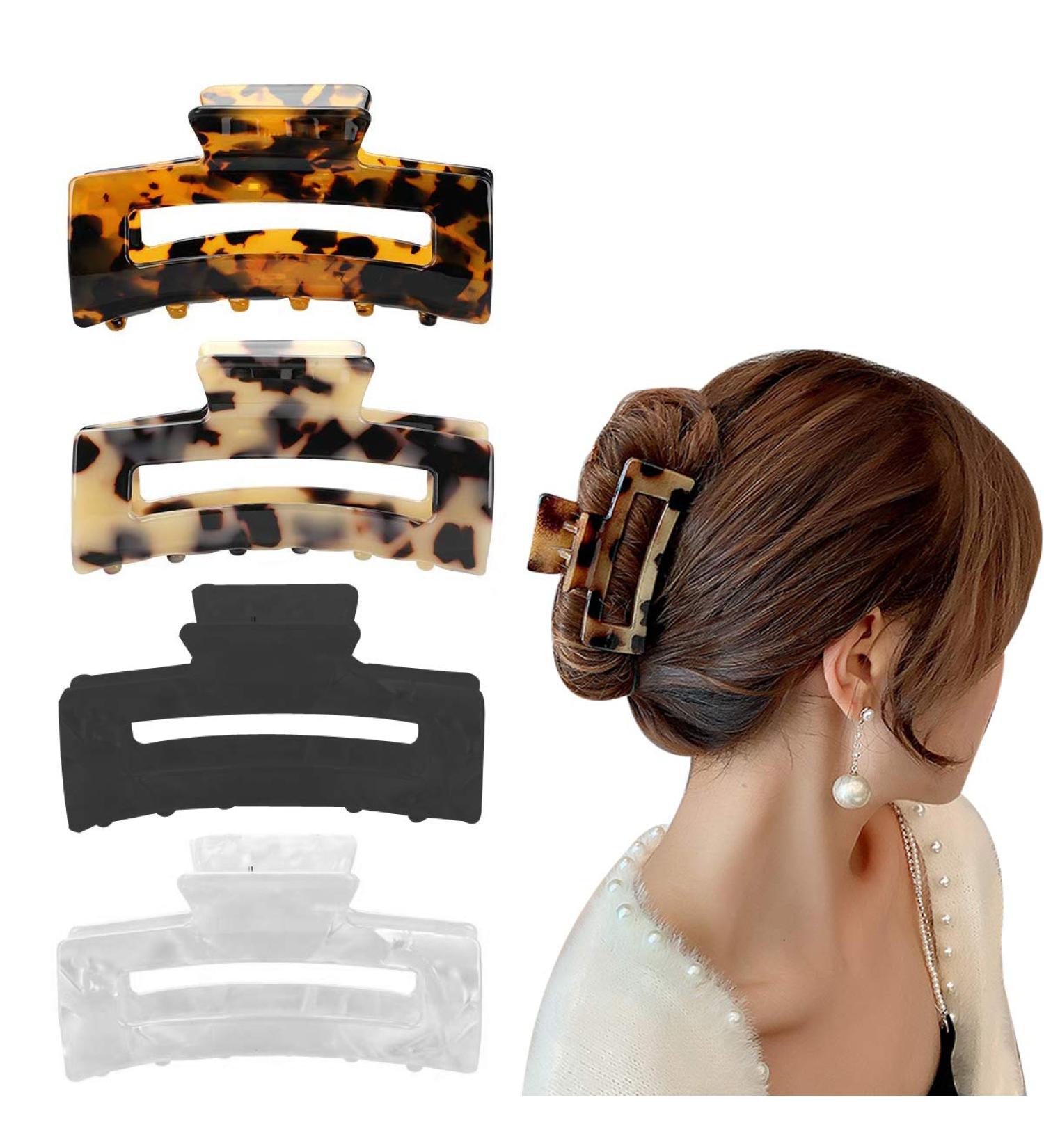 Aaiffey 4PCS Non-Slip Tortoise Hair Claw Clips | Stylish Leopard Hair Clamps for Strong Hold | Hair Styling Accessories for Women and Girls - Buy Online on GoSupps.com