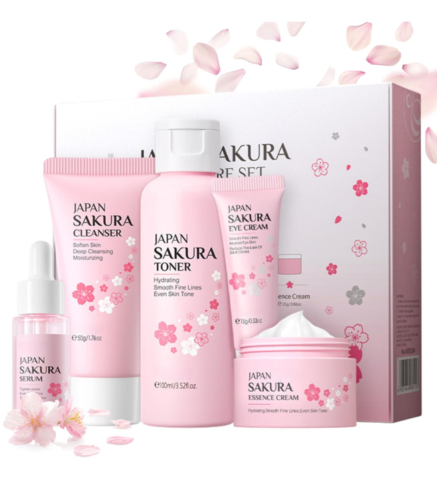 Sakura Skin Care Set | Complete Women s Skincare Routine | Cleanser Toner Serum & Eye Cream | Perfect Gift for Even Skin Tone & Firmness - Buy Online on GoSupps.com