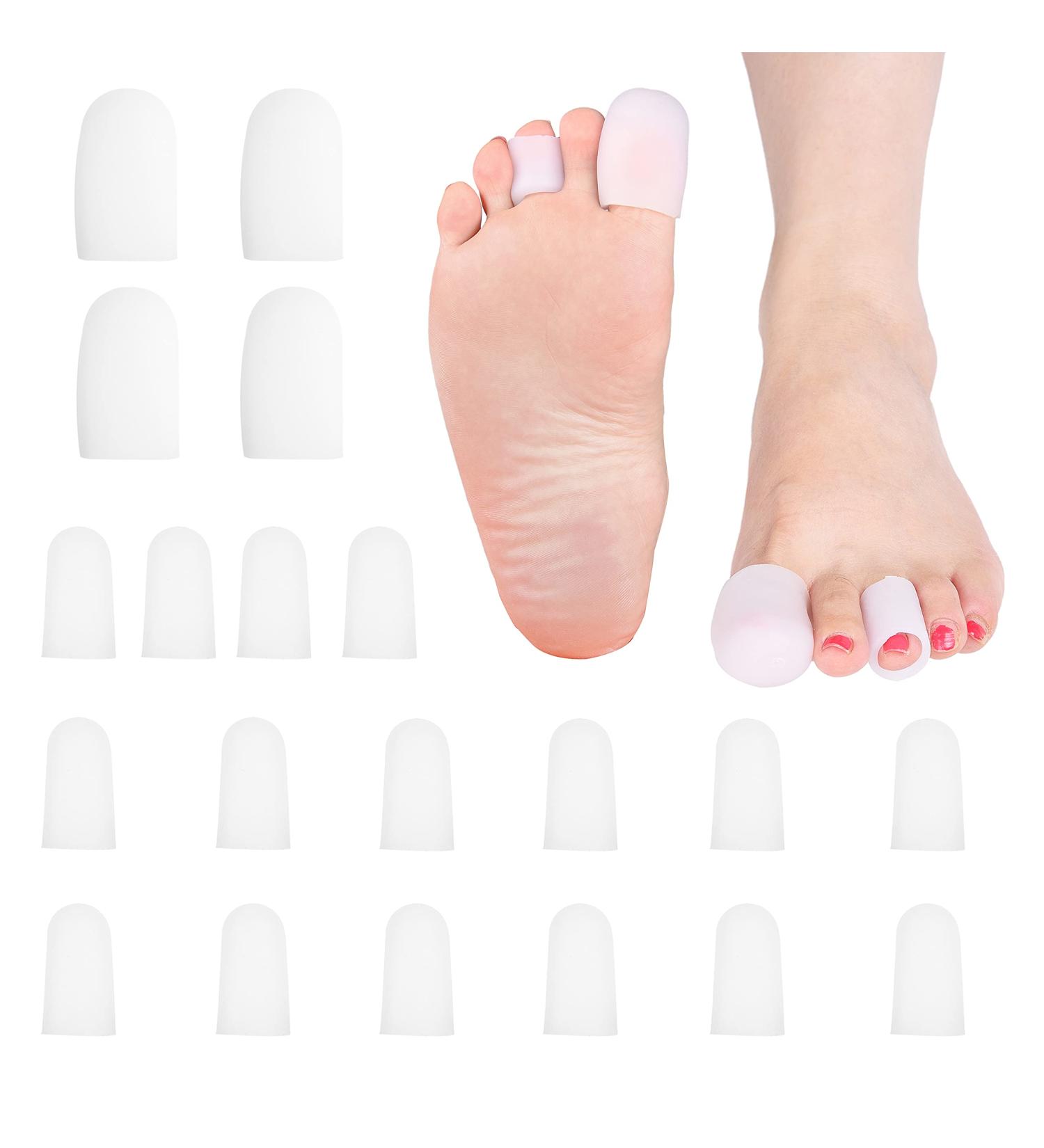 20 Silicone Toe Tube Caps for Pain Relief - Ideal for Bunions, Blisters, Corns, Calluses, Ingrown Toenails, and Hammer Toes - Adjustable Size - Buy Online on GoSupps.com
