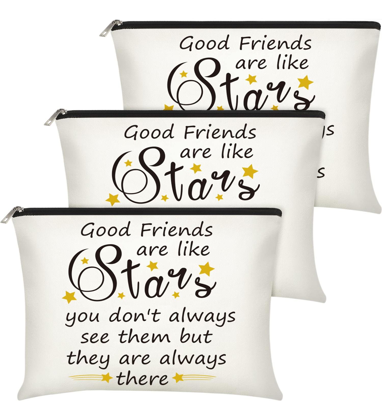 3-Piece Good Friend Gifts Cosmetic Bags for Women - Funny Long Distance Friendship, Birthday, Christmas & Moving Away Presents - Makeup Travel Cases for Best Friends, Soul Sisters (Stylish Design) - Buy Online on GoSupps.com