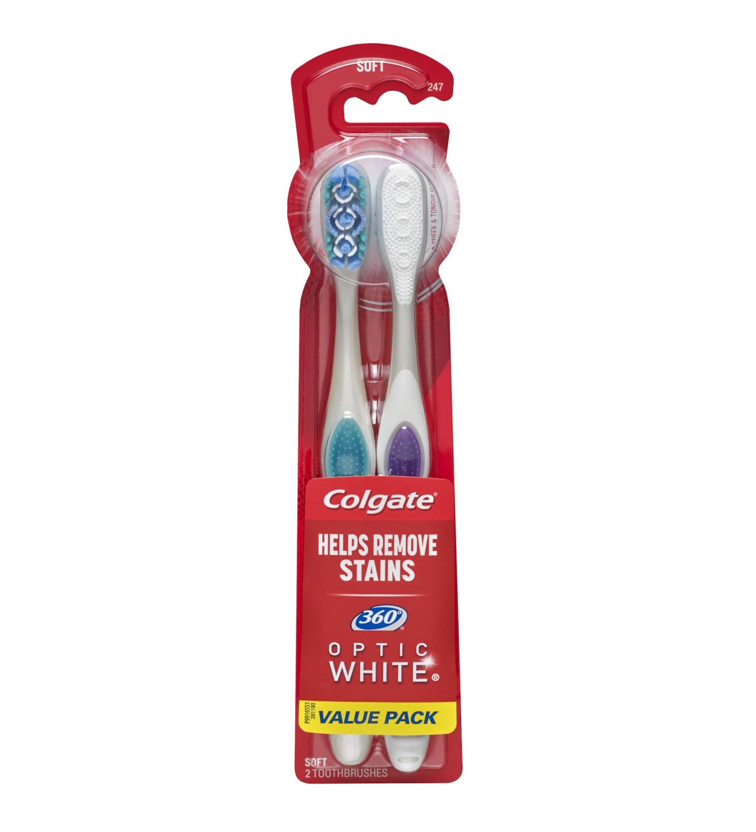 Colgate 360 Optic White Soft Toothbrush 2 Count - Pack of 1 - Buy Online on GoSupps.com