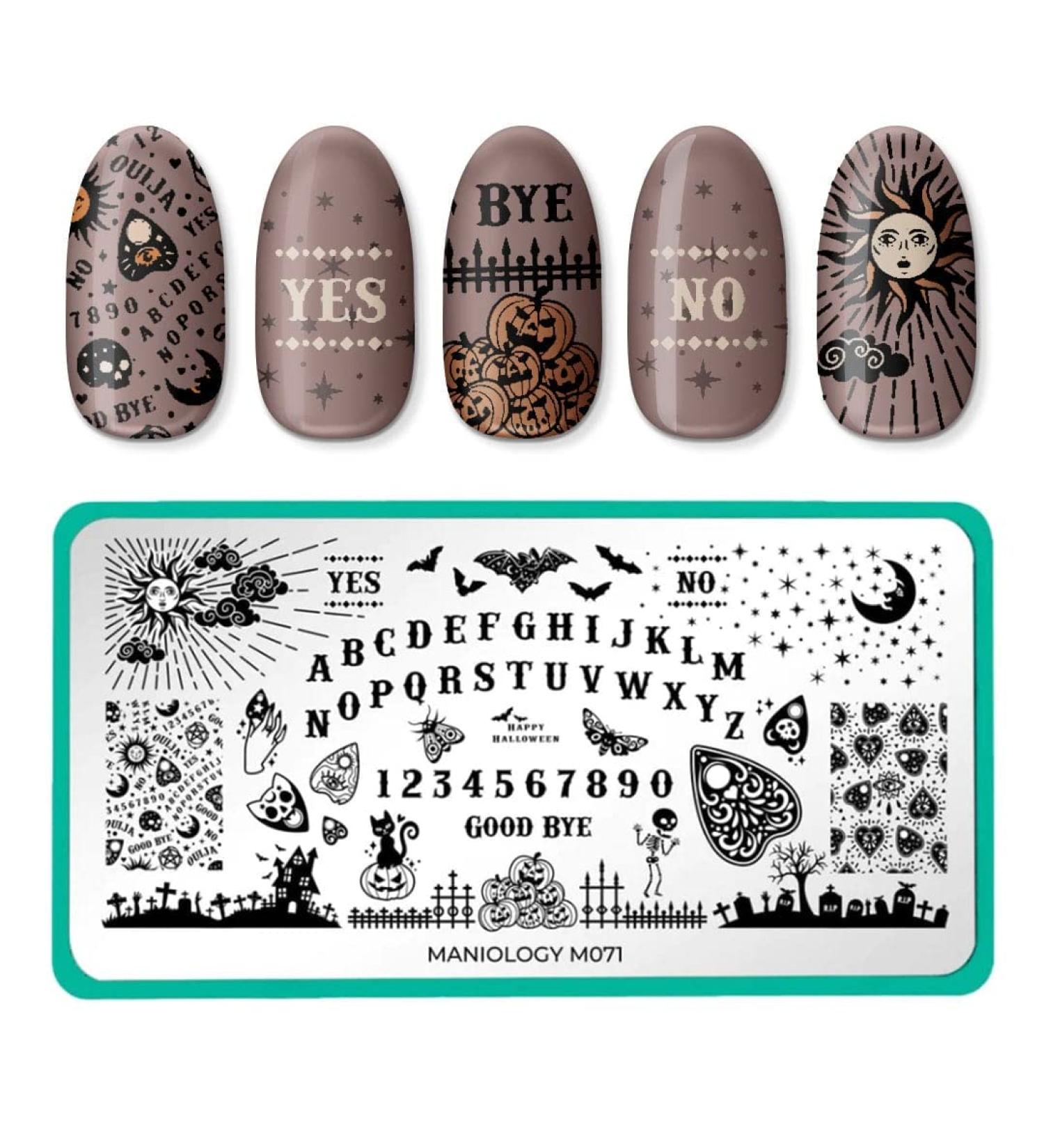 Maniology The Spirit Speaks (M071) Nail Stamping Plate - Ouija Board Design for Spooky Halloween Manicures | International Shipping Available - Buy Online on GoSupps.com