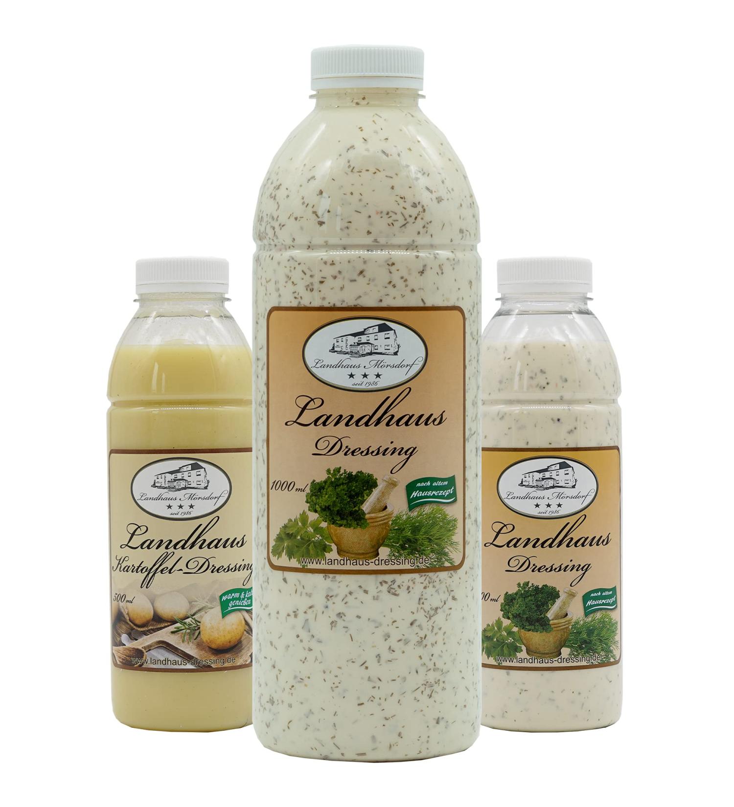 Landhaus M rsdorf Dressing salad dressing + spicy potato dressing suitable for cooking meat fish and vegetarian dishes (0.5l + 1l country house dressing + 0.5 potato dressing)