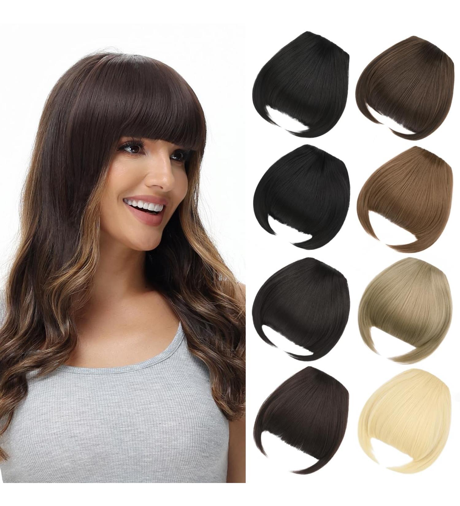 BUYOGET Clip in Fringe Hair Extension Natural Natural Black Straight Fake fringe Clip on Bangs Hair Clip for Women Girls Natural Black #1B - Buy Online on GoSupps.com