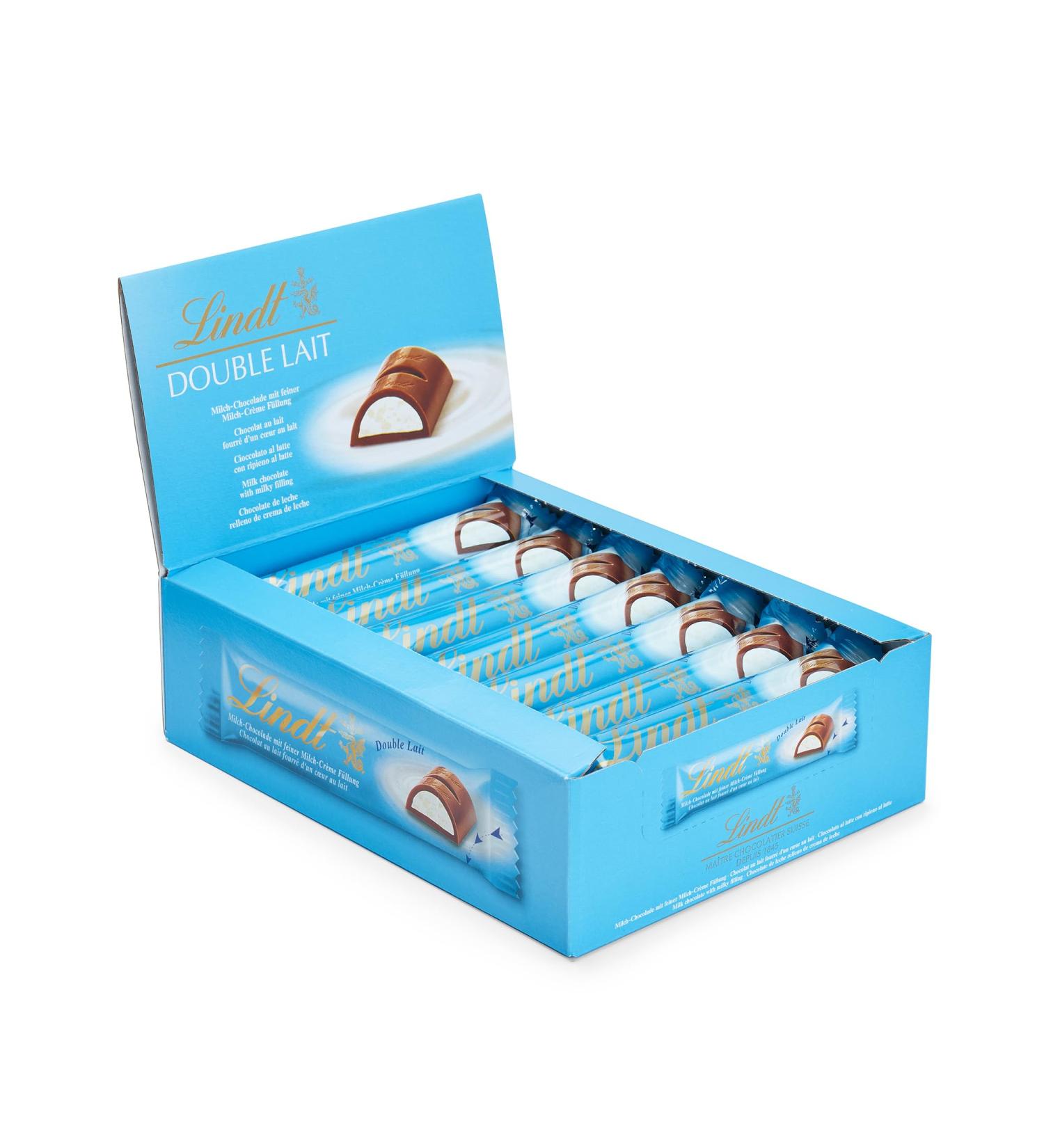 Lindt Double Milk Chocolate Bar - 18 x 38g Counter Display | Fine Whole Milk Chocolate Gift | Large Pack of Cream-Filled Delights - Buy Online on GoSupps.com